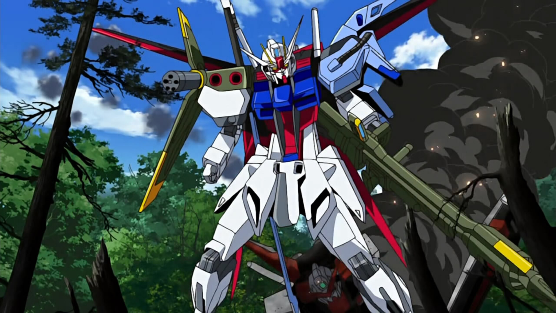 Anime 1920x1080 anime Anime screenshot mechs Gundam Mobile Suit Gundam SEED Perfect Strike Gundam digital art Super Robot Taisen