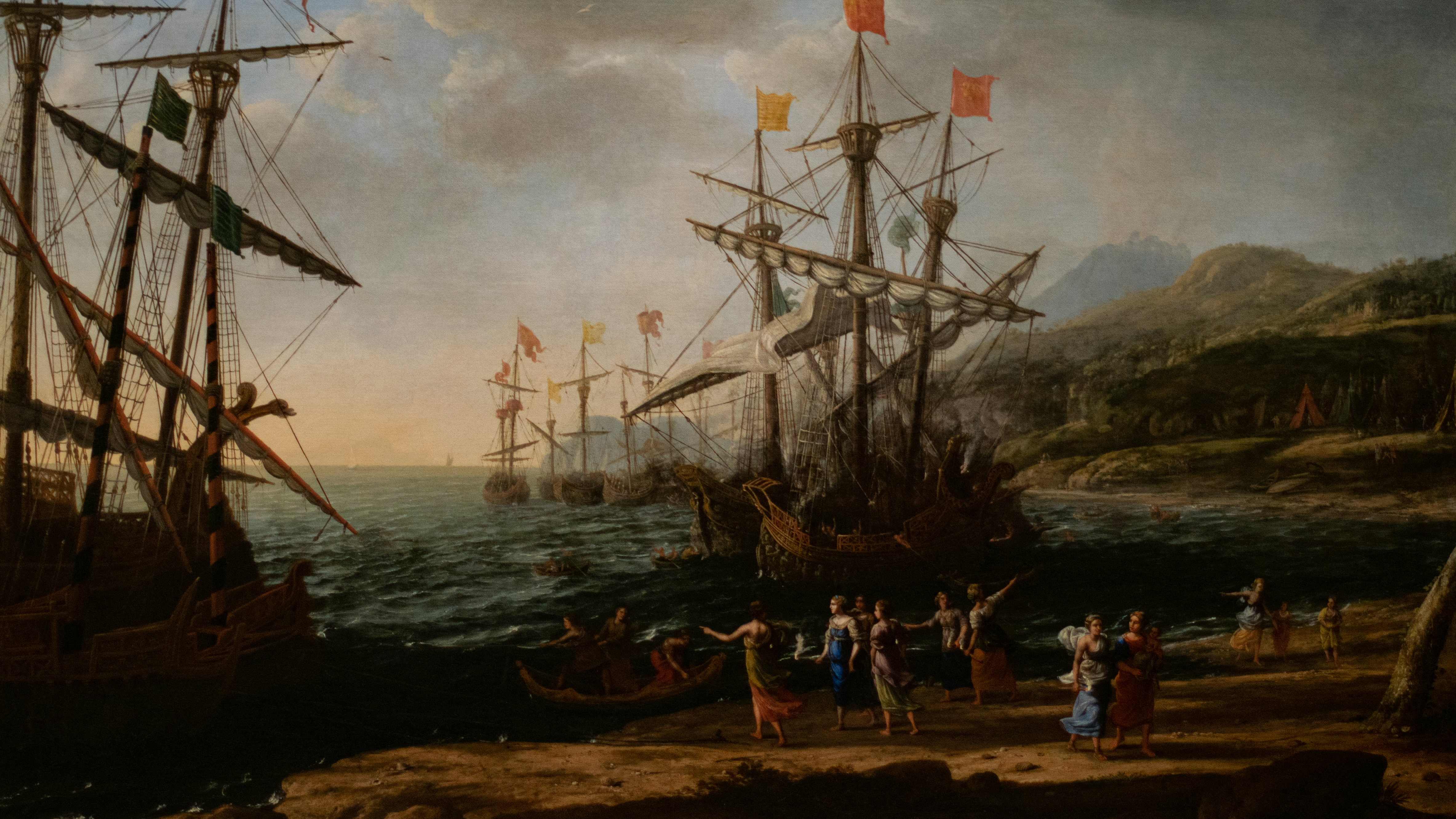 General 4733x2662 painting oil painting harbor sailing ship ship shipyard classic art Claude Lorrain