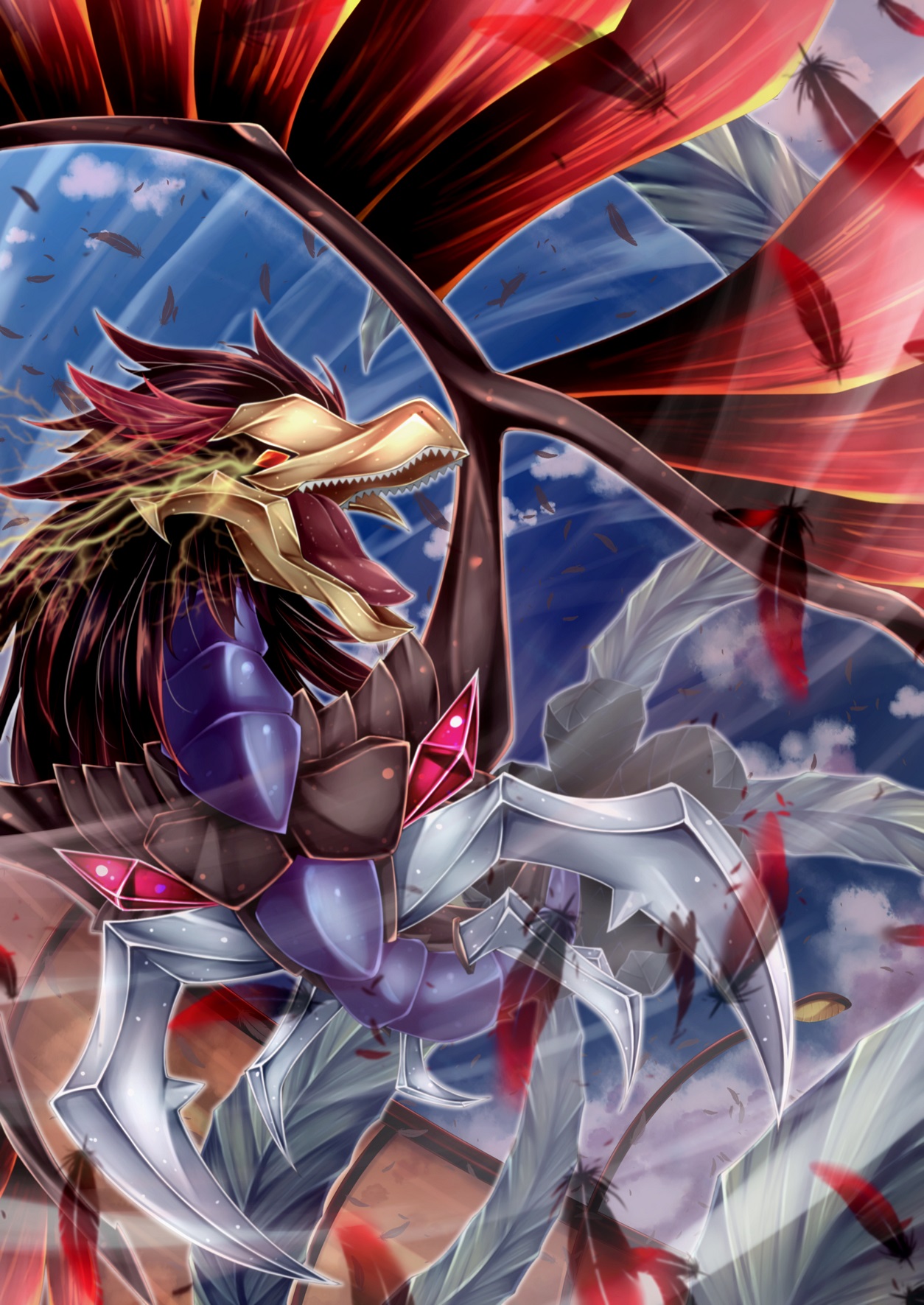 Anime 1254x1771 Black-Winged Dragon anime dragon Trading Card Games Yu-Gi-Oh! Yu-Gi-Oh! 5D's artwork digital art fan art