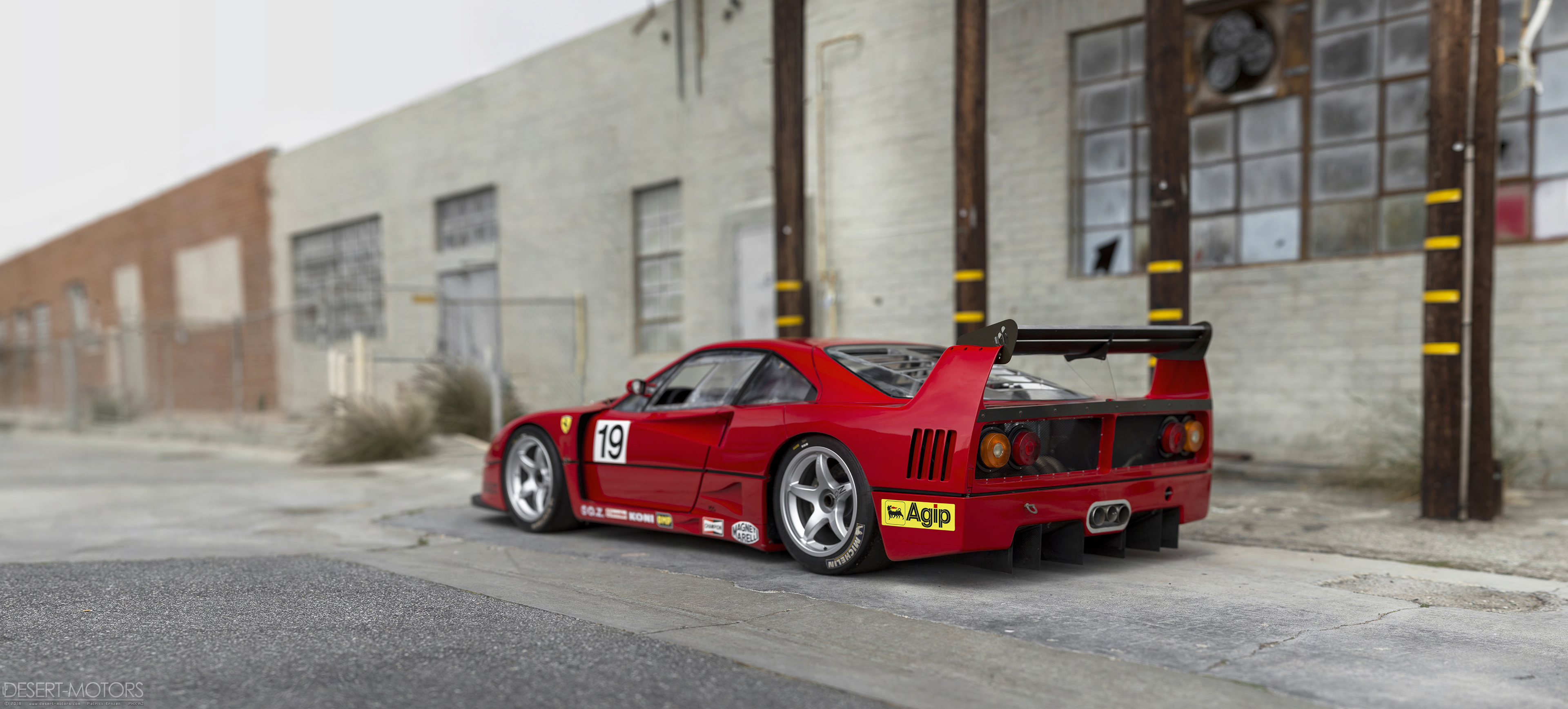 General 3840x1738 Ferrari Ferrari F40 red cars race cars Le Mans vehicle numbers italian cars Stellantis V8 engine