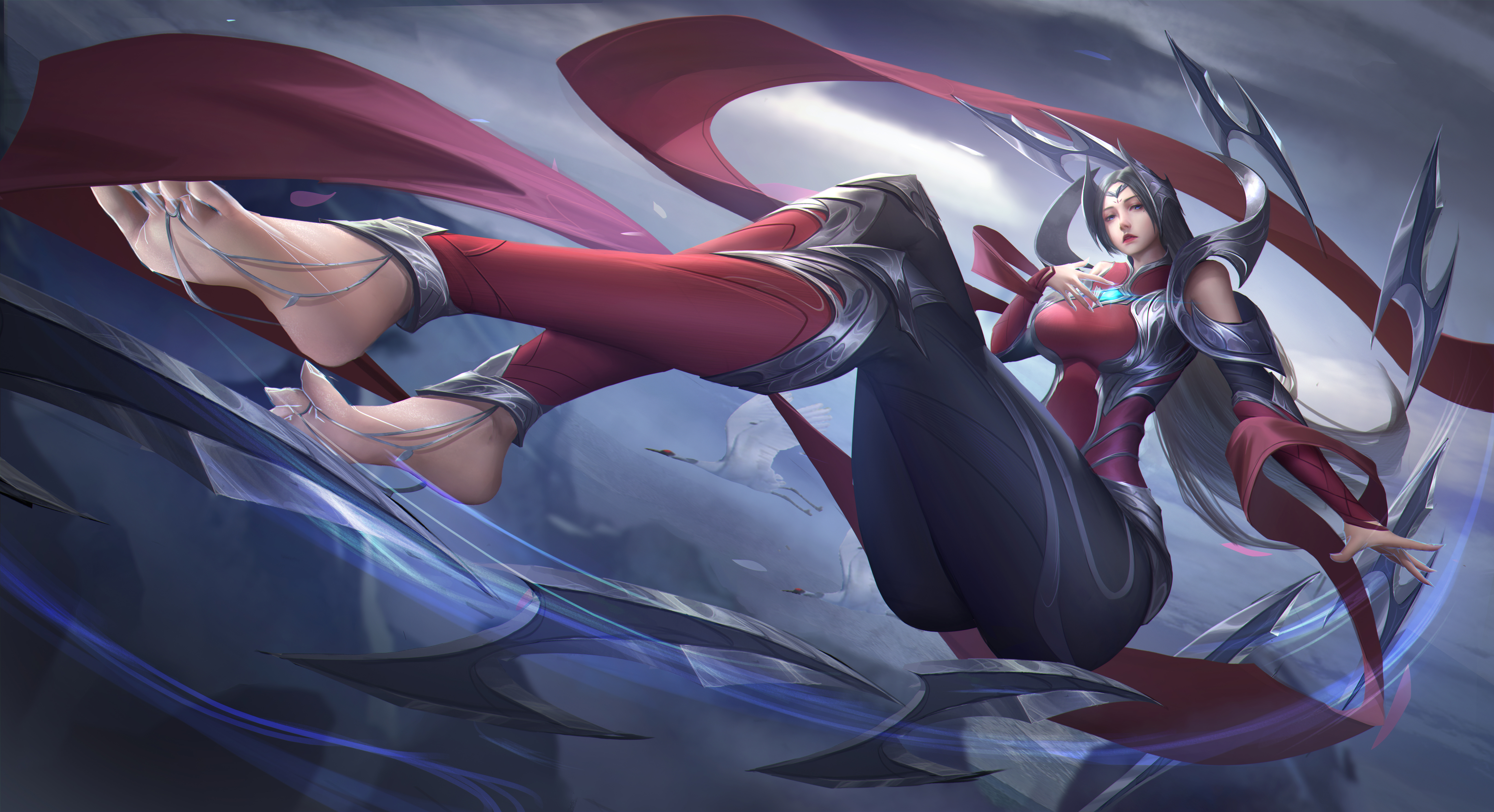 General 6491x3528 Irelia (League of Legends) League of Legends video games video game girls video game characters fantasy girl fictional character fantasy art armor thick thigh perspective artwork 2D illustration drawing fan art