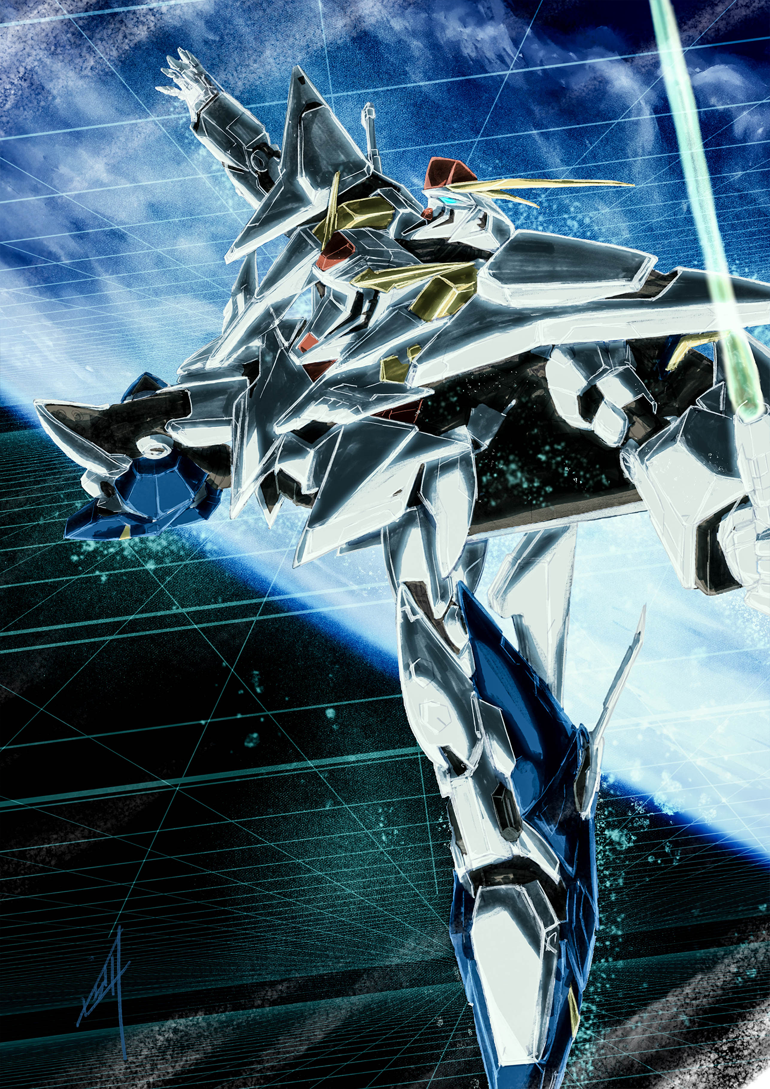 Anime 1500x2121 anime mechs Super Robot Taisen Mobile Suit Gundam Hathaway Gundam Ξ Gundam artwork digital art fan art
