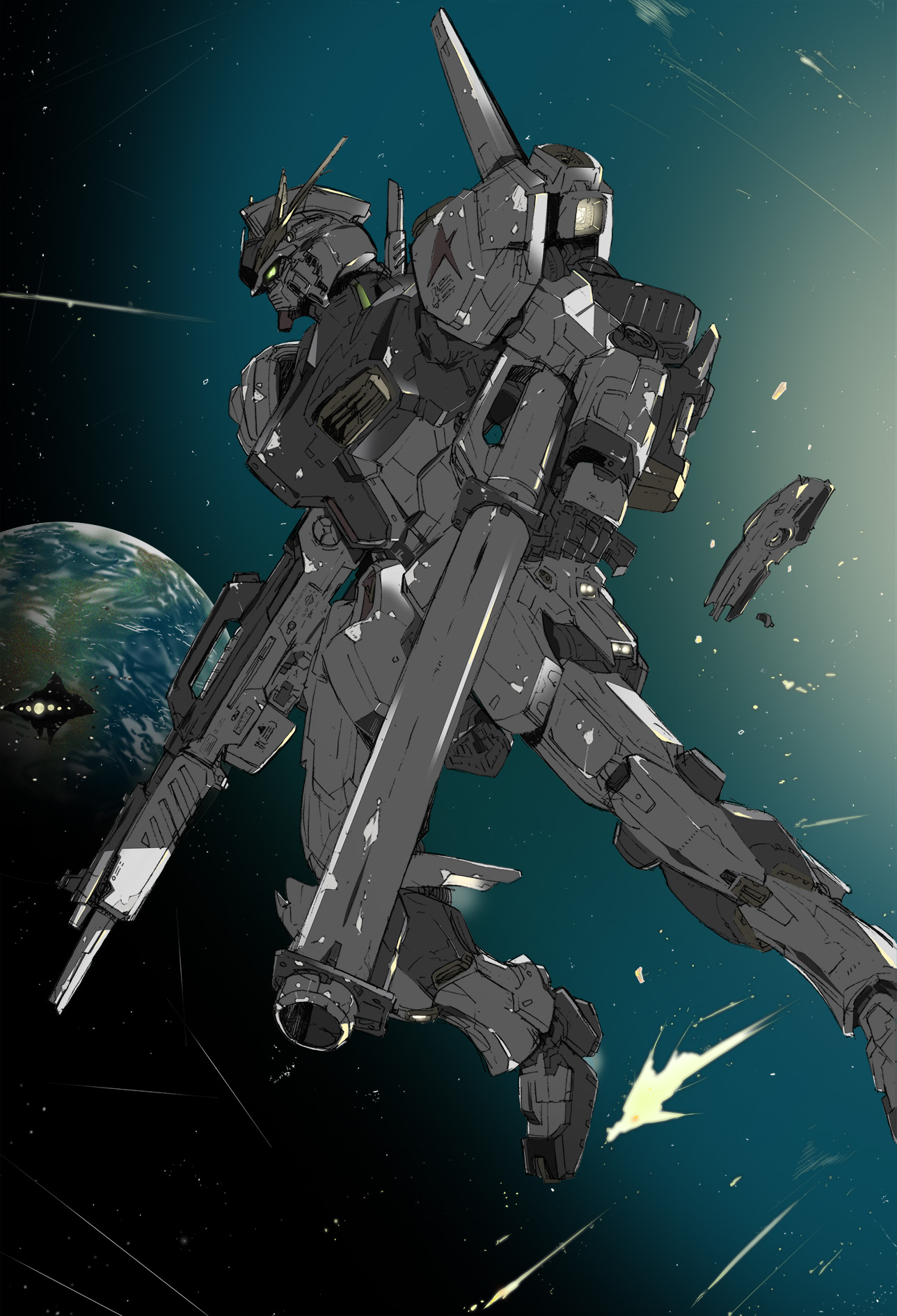 Anime 1289x1890 anime mechs Super Robot Taisen Mobile Suit Gundam Char&#039;s Counterattack Gundam artwork digital art fan art RX-93 v Gundam