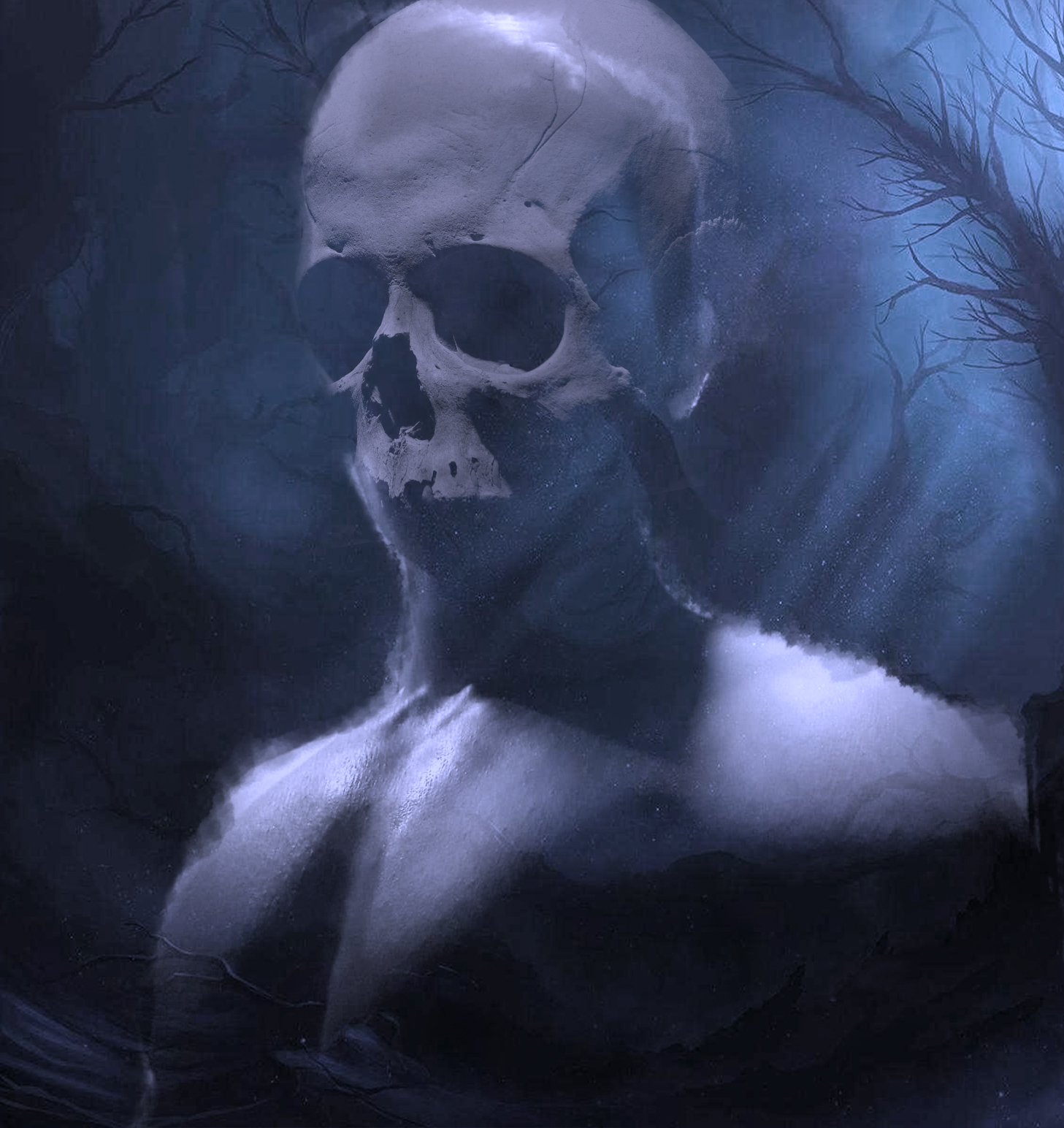 General 1457x1544 fantasy art dark skull forest
