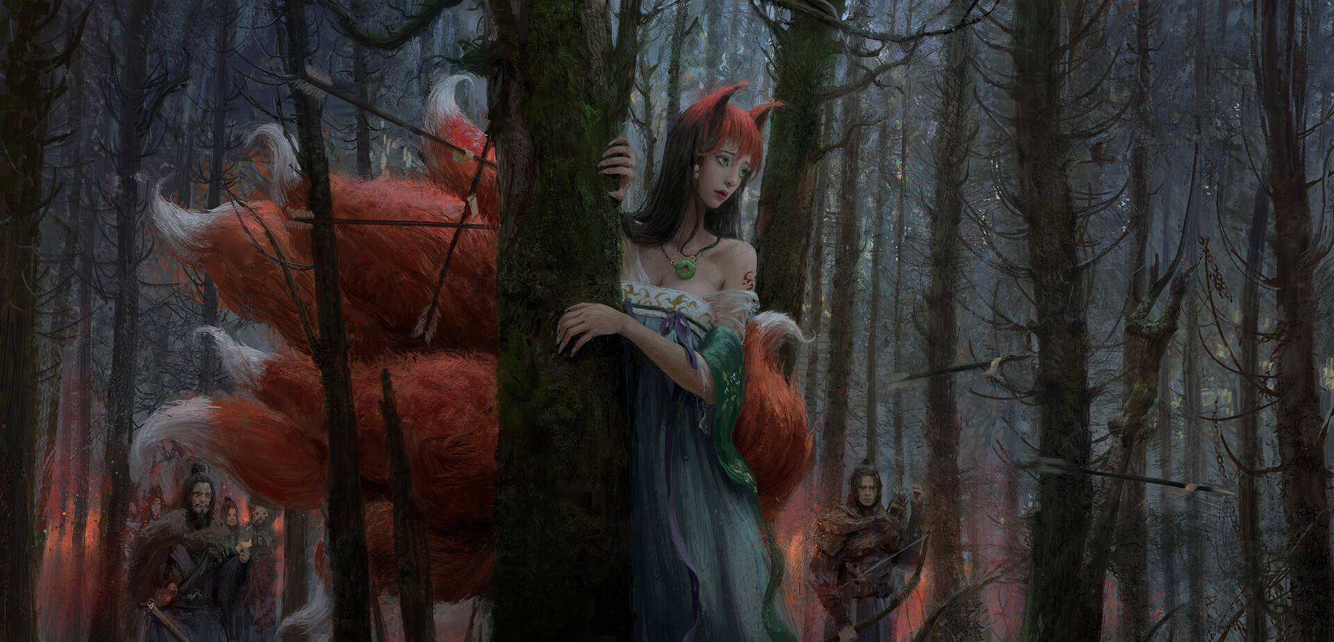 General 1920x924 artwork fantasy art women fantasy girl forest trees