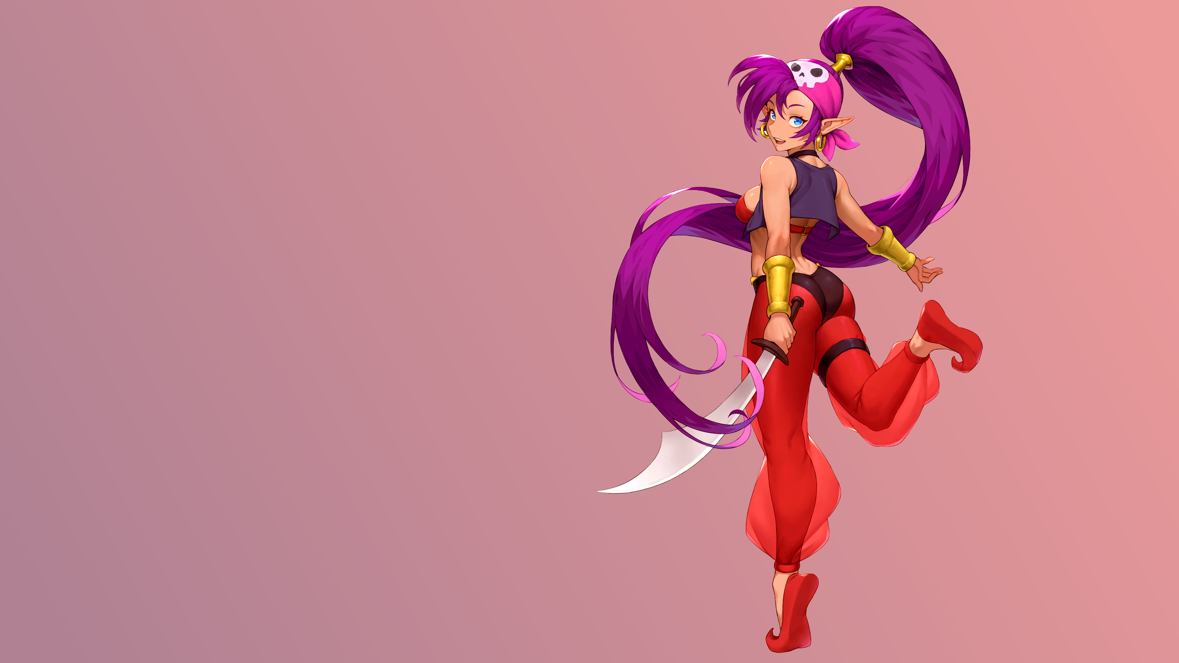 General 3840x2160 purple hair bandanas cutlass pirates Shantae video game girls bracelets