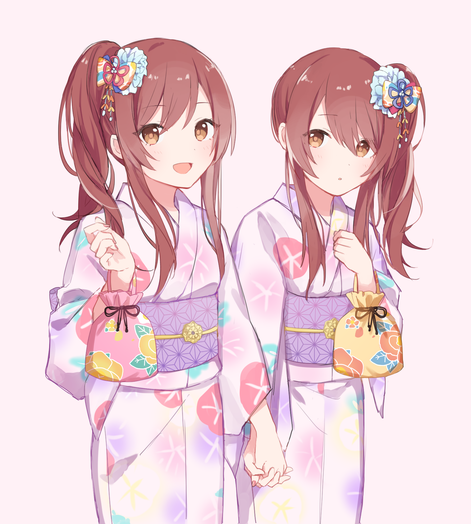 Anime 1516x1688 anime anime girls THE iDOLM@STER THE iDOLM@STER: Shiny Colors Oosaki Amana Oosaki Tenka long hair brunette twins two women artwork digital art fan art