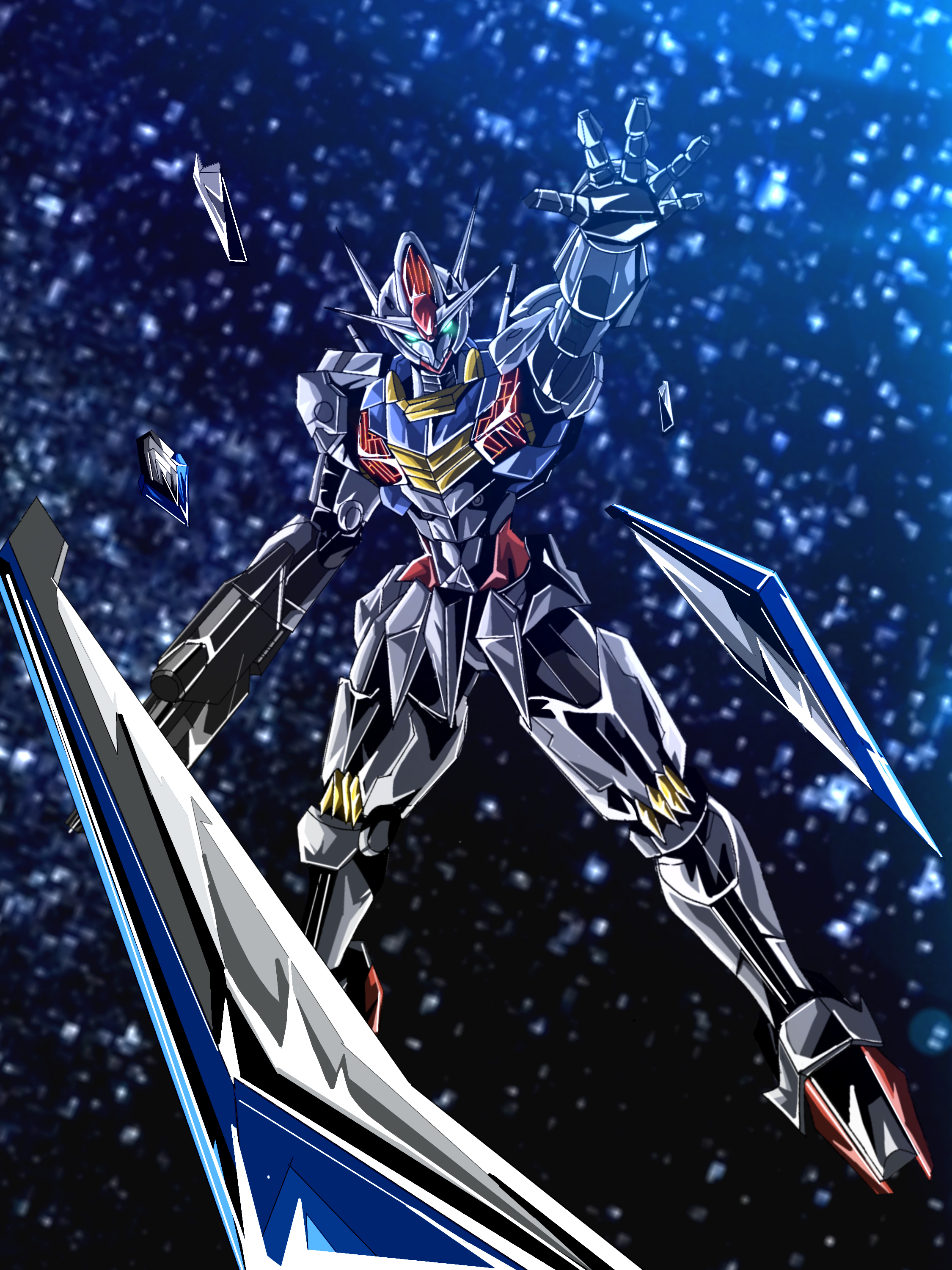 Anime 2250x3000 anime mechs Mobile Suit Gundam: The Witch from Mercury Gundam Aerial Gundam Super Robot Taisen artwork digital art fan art