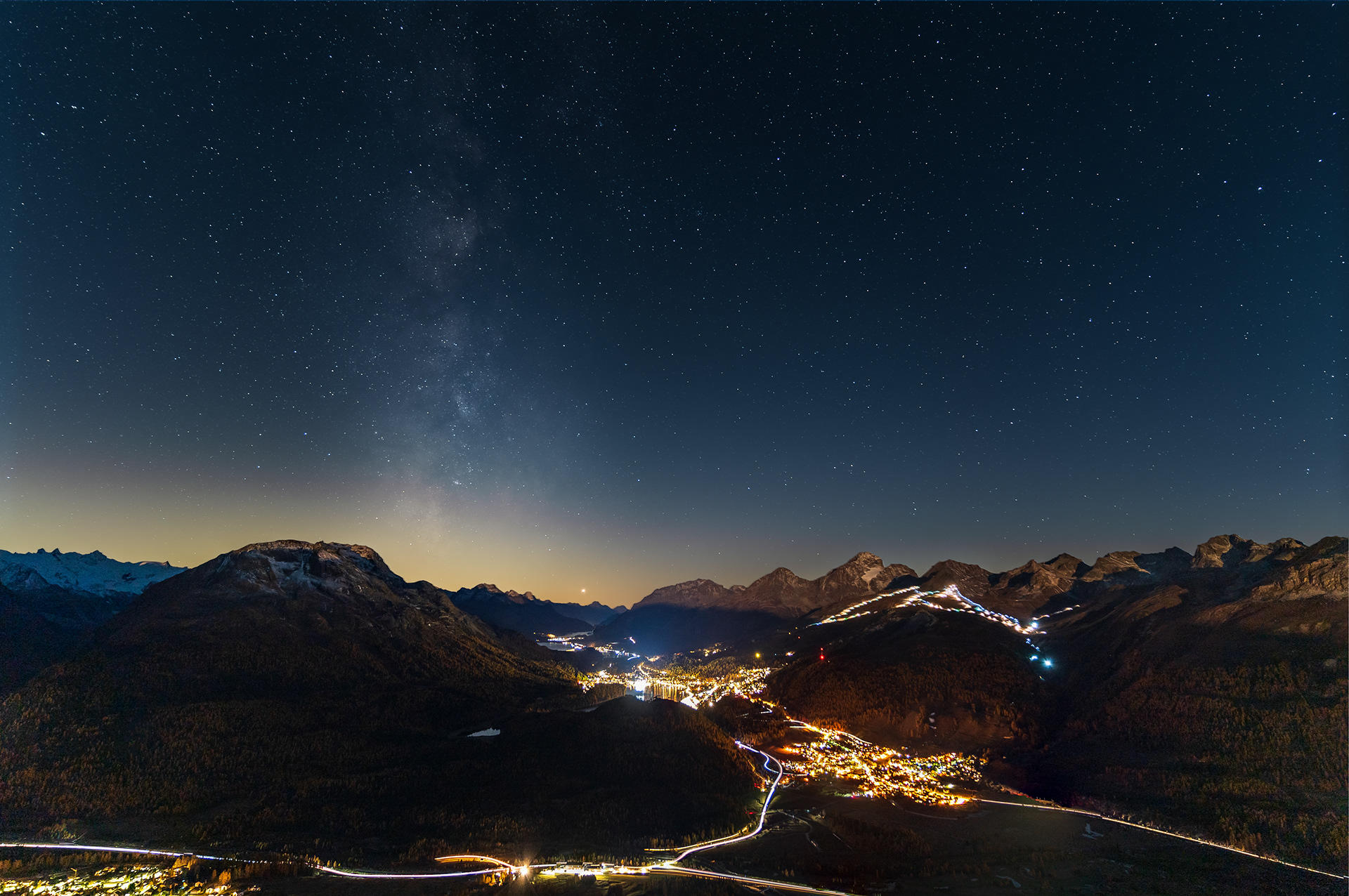 General 1920x1276 photography nature mountains night nightscape landscape city lights stars long exposure