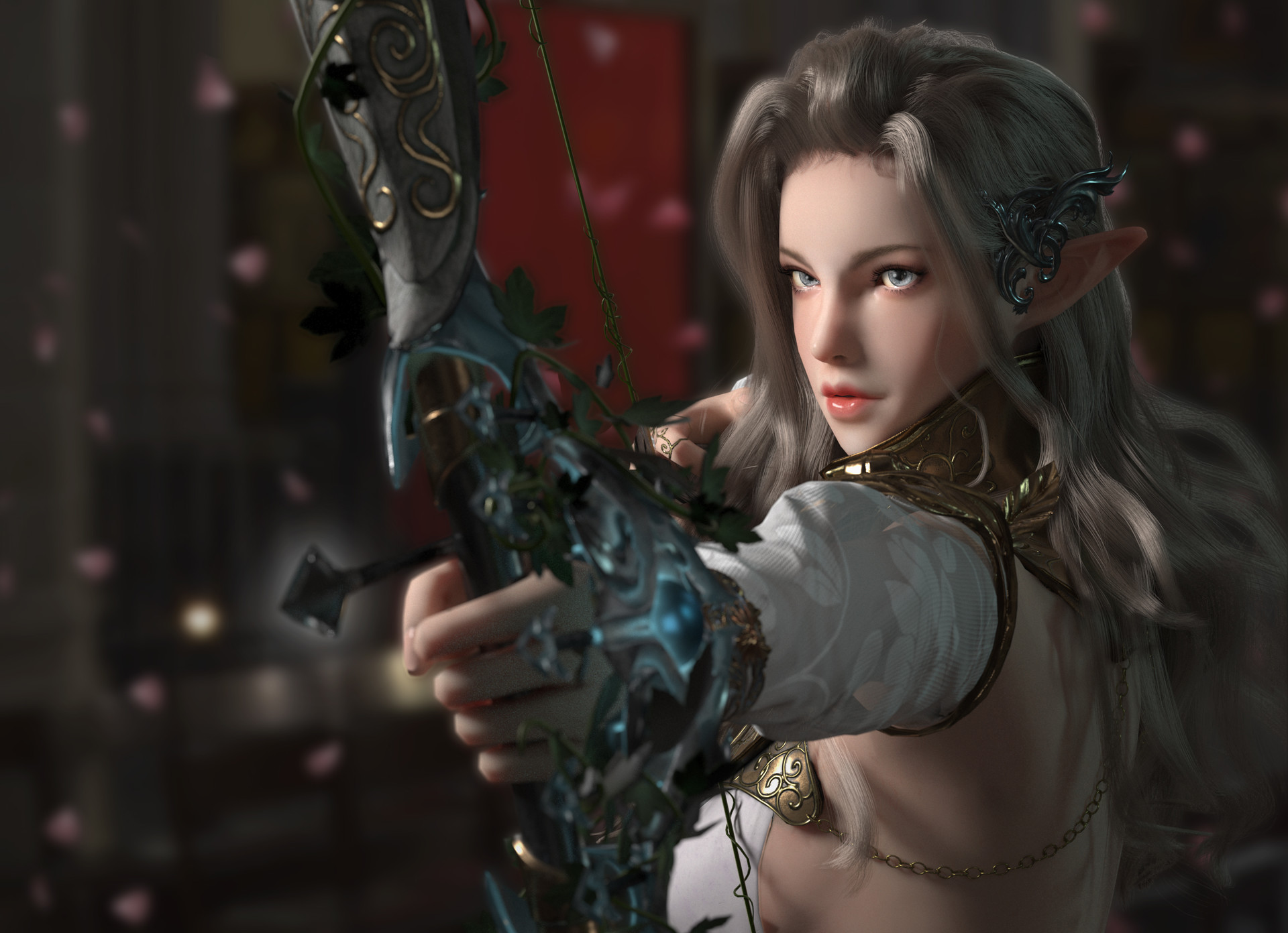 General 1920x1392 elves fantasy art fantasy girl CGI pointy ears bow and arrow
