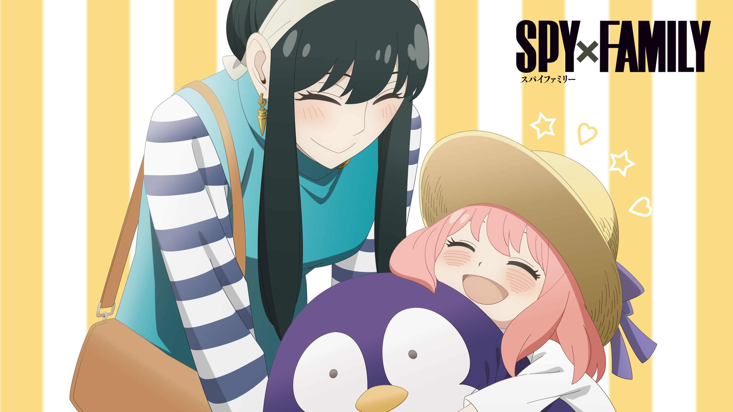 Anime 2560x1440 Spy x Family Yor Forger Anya Forger smiling blushing closed eyes plush toy anime girls