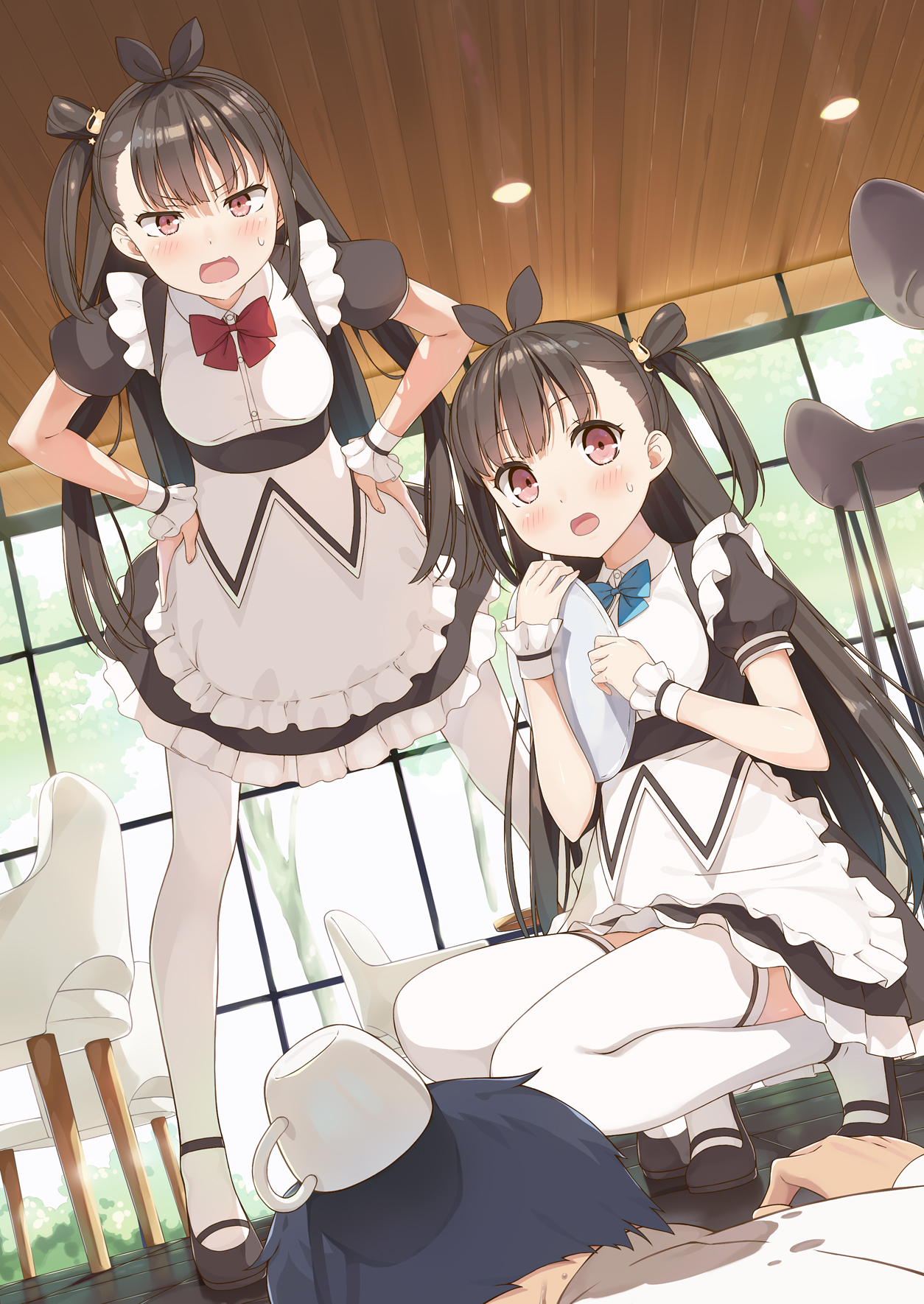 Anime 1254x1770 anime anime girls two women original characters maid maid outfit artwork digital art fan art