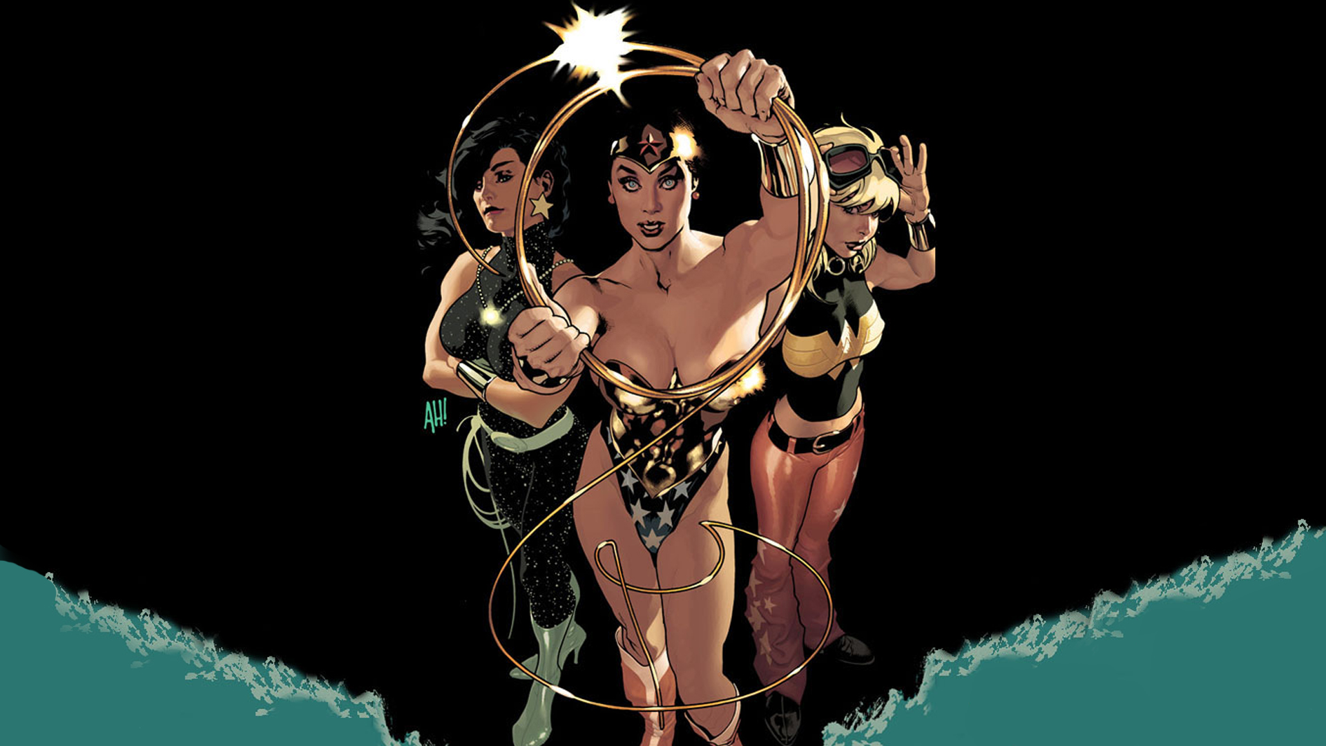 General 1920x1080 Wonder Woman Adam Hughes DC Comics illustration black background