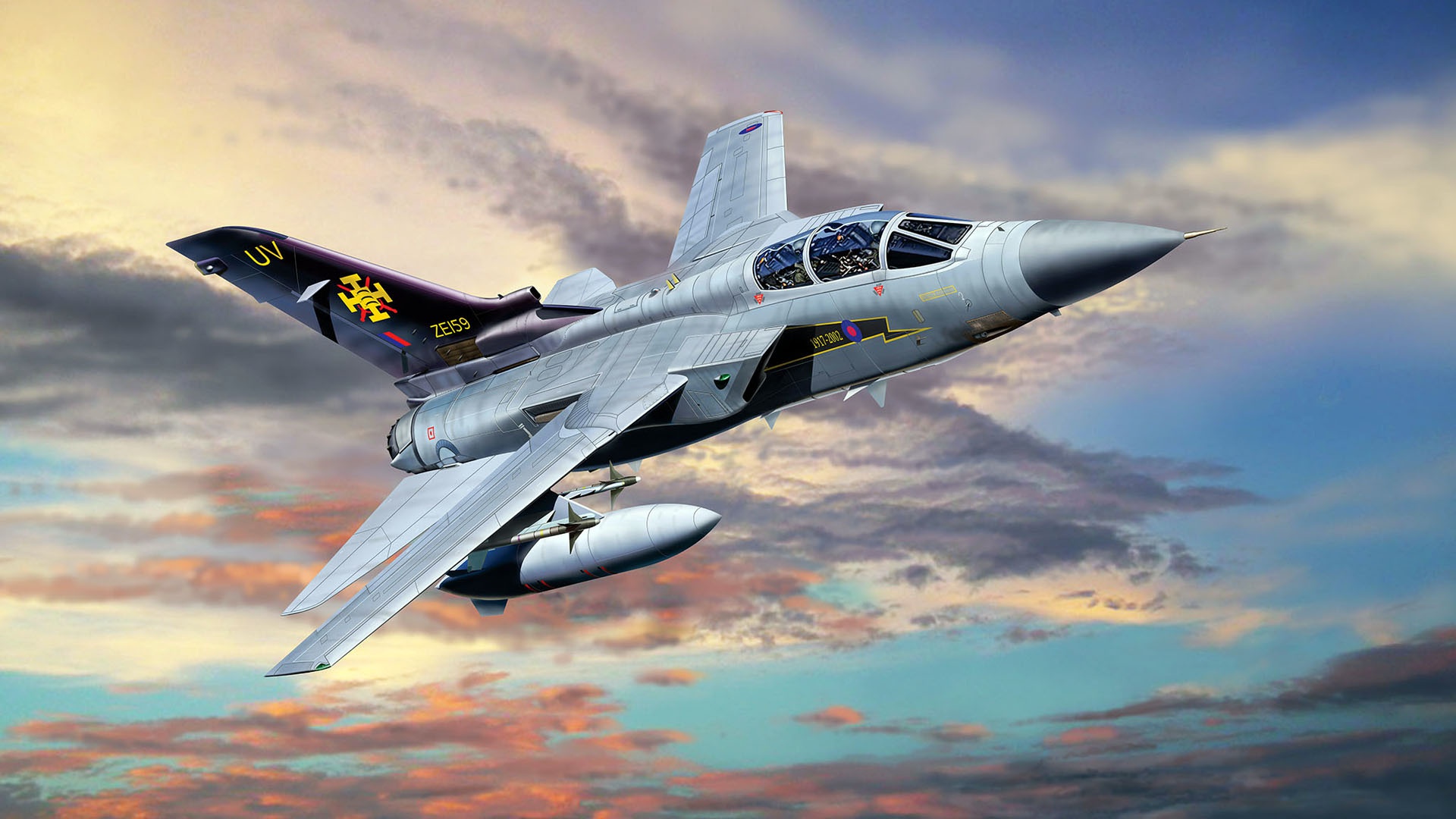 General 1920x1080 artwork vehicle military aircraft military Royal Air Force Panavia Tornado Boxart digital art jet fighter Multirole fighter