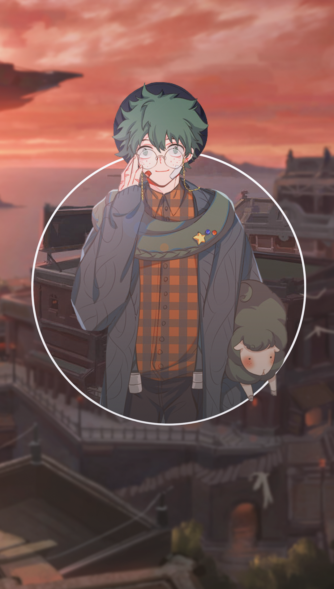 Anime 1080x1902 anime picture-in-picture anime boys sheep green hair