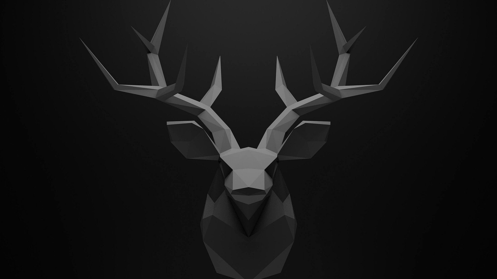 General 1920x1080 black gray digital art monochrome deer artwork