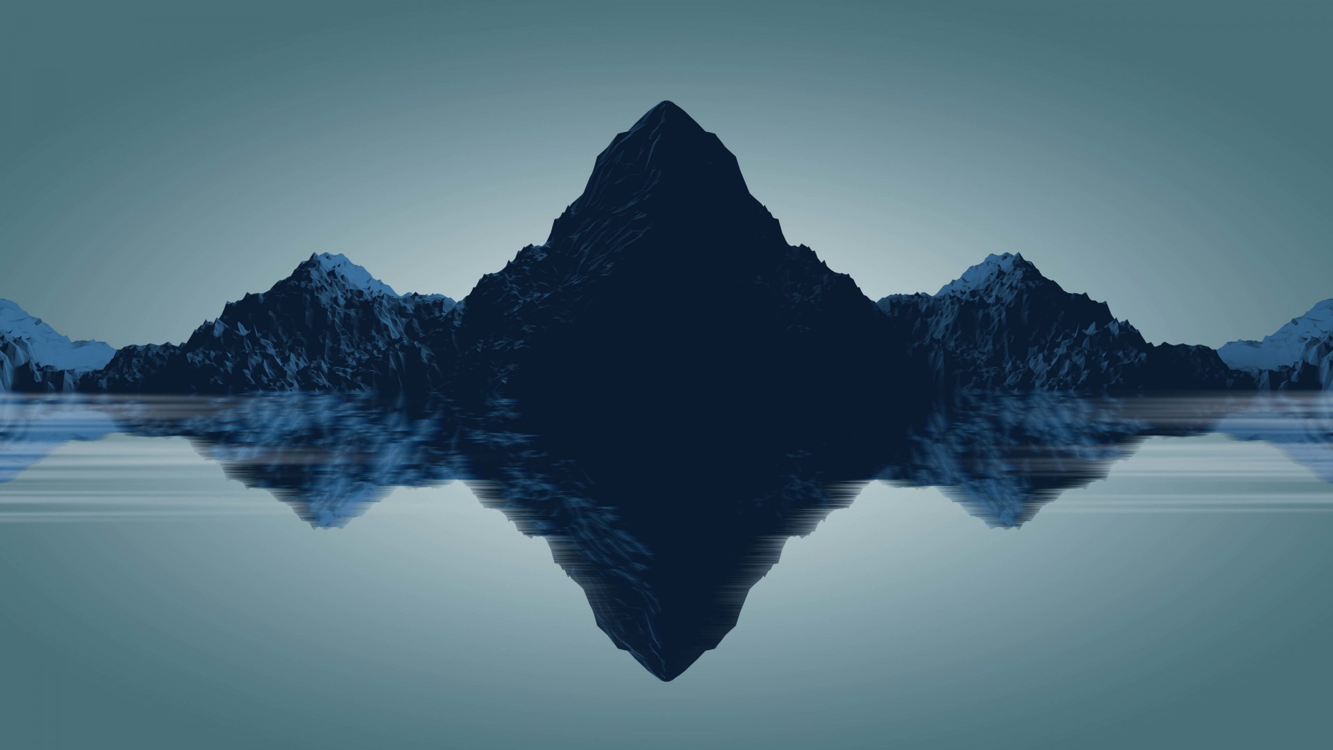 General 1920x1080 mountains water artwork digital art reflection nature dark blue
