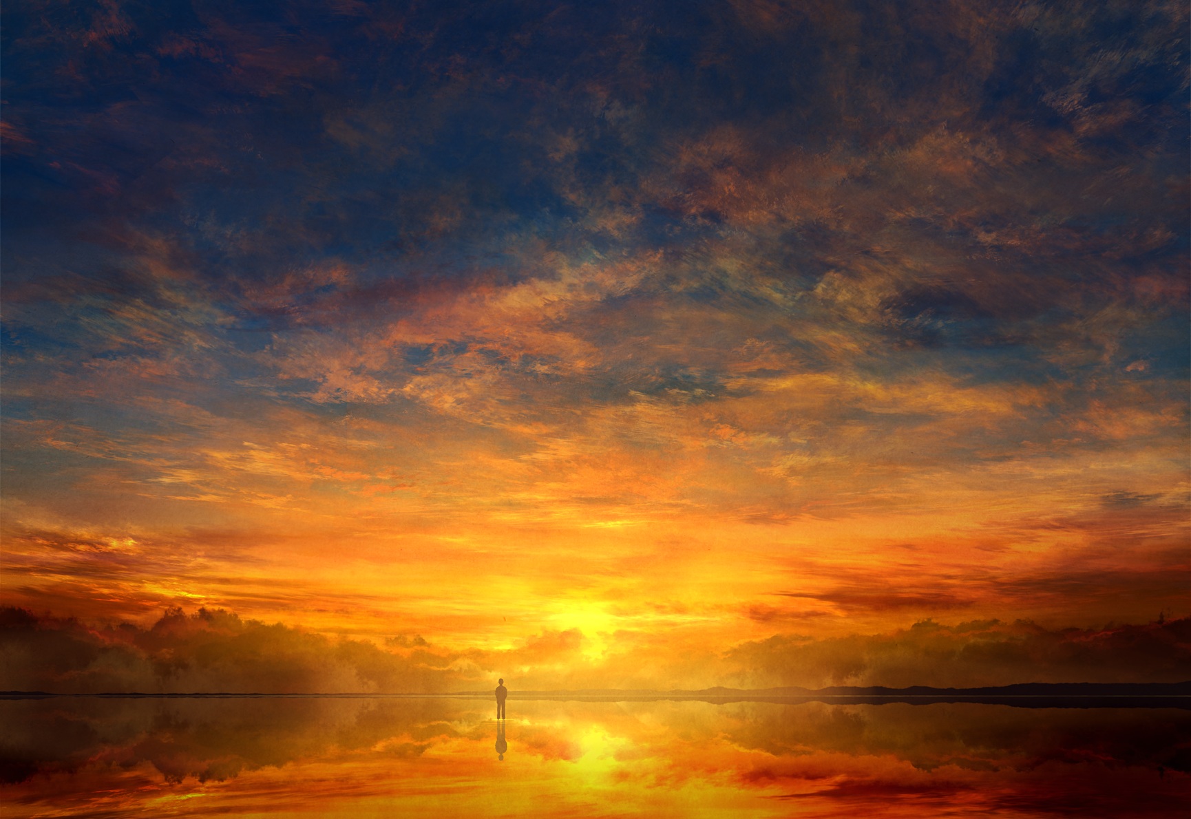 Anime 1730x1190 anime artwork horizon landscape skyscape sky clouds sunlight reflection