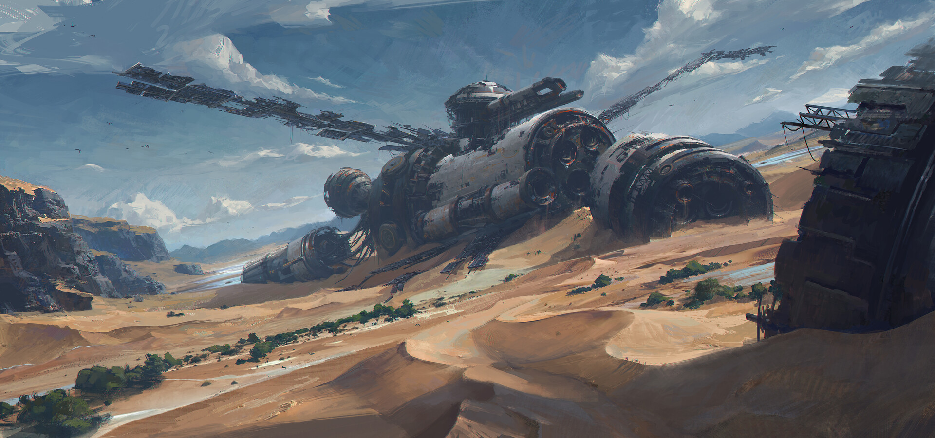 General 1920x900 artwork science fiction ArtStation wreck landscape Andrew Palyanov