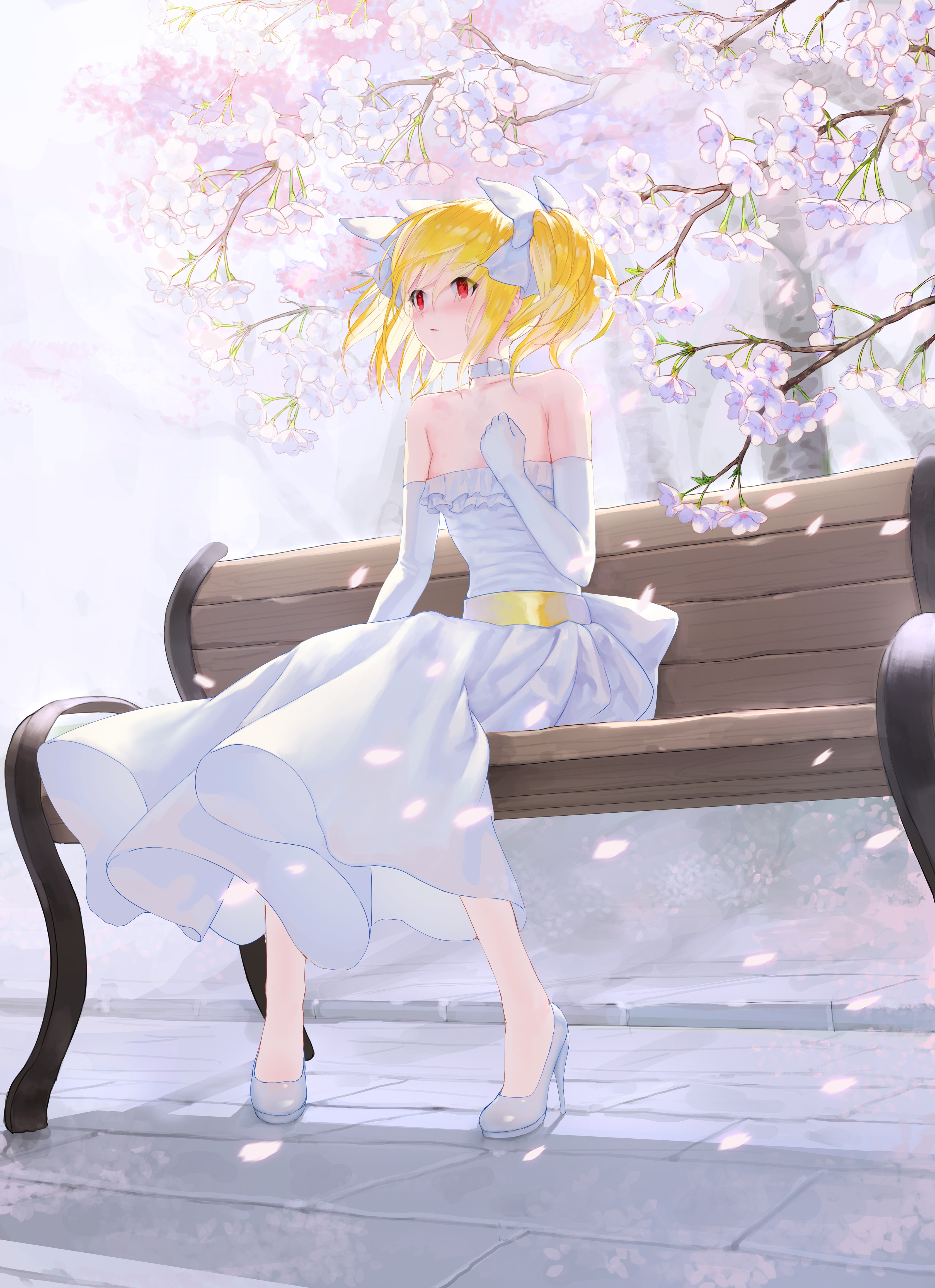 Anime 3354x4622 Dungeon and Fighter dress white dress cherry blossom anime