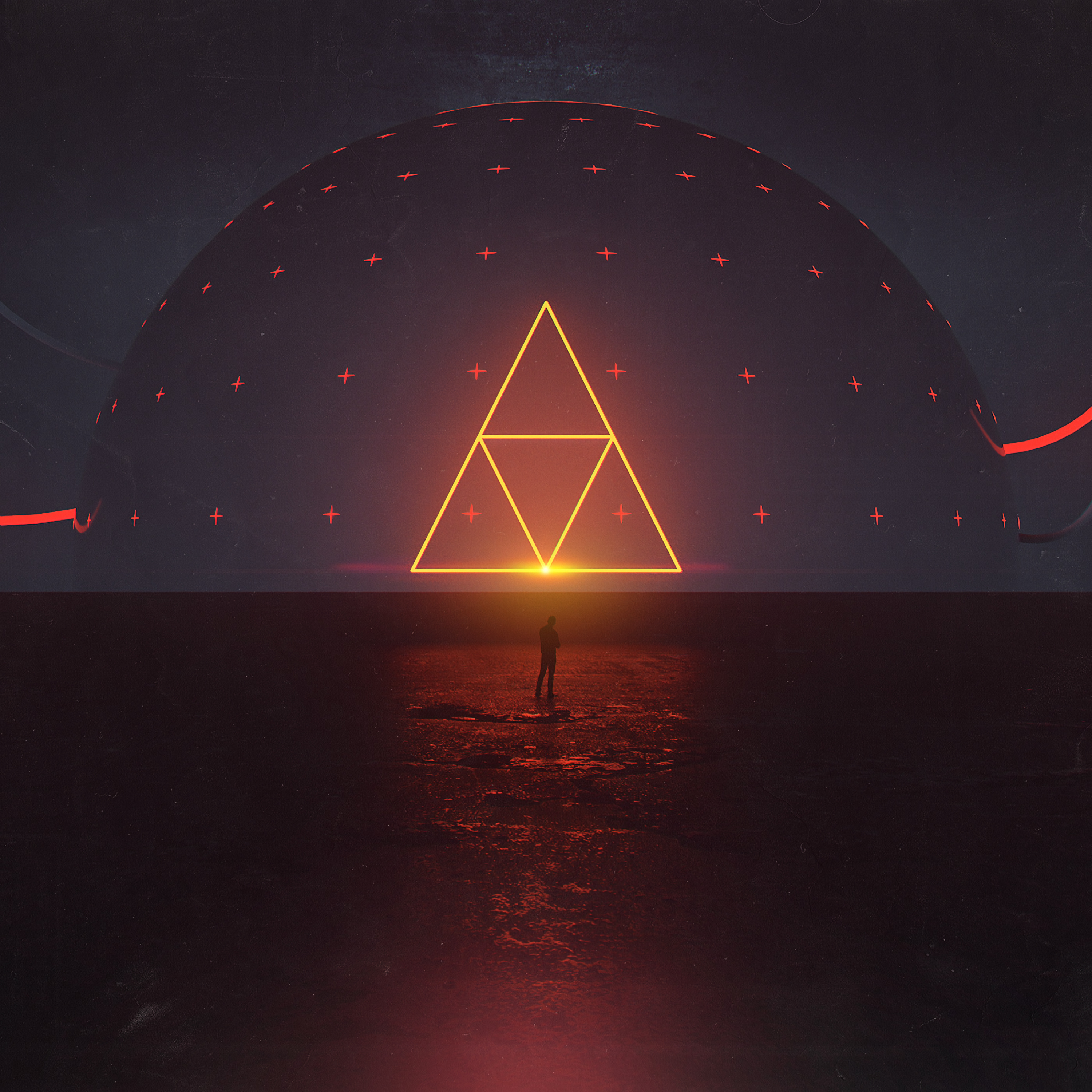 General 3000x3000 abstract digital art triangle neon Triforce
