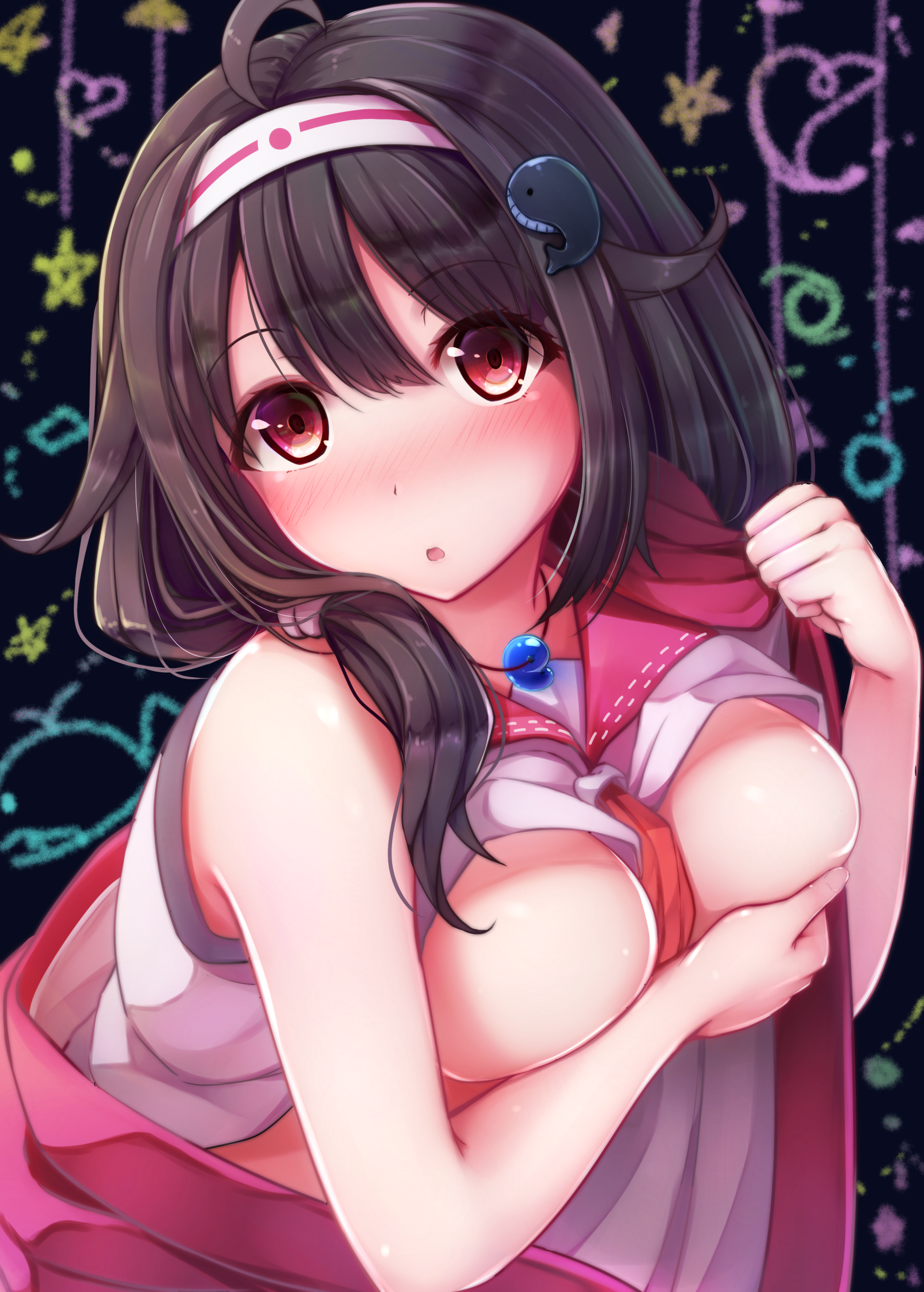Anime 1814x2537 anime girls Nicoby Kantai Collection Taigei (KanColle) blushing covering boobs