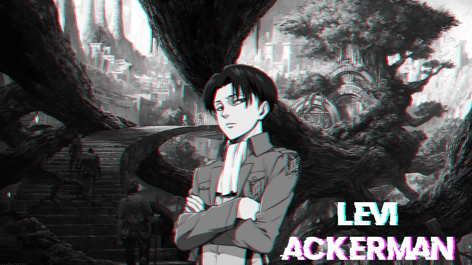Anime 1920x1080 Levi Ackerman Shingeki no Kyojin glitch art anime anime boys