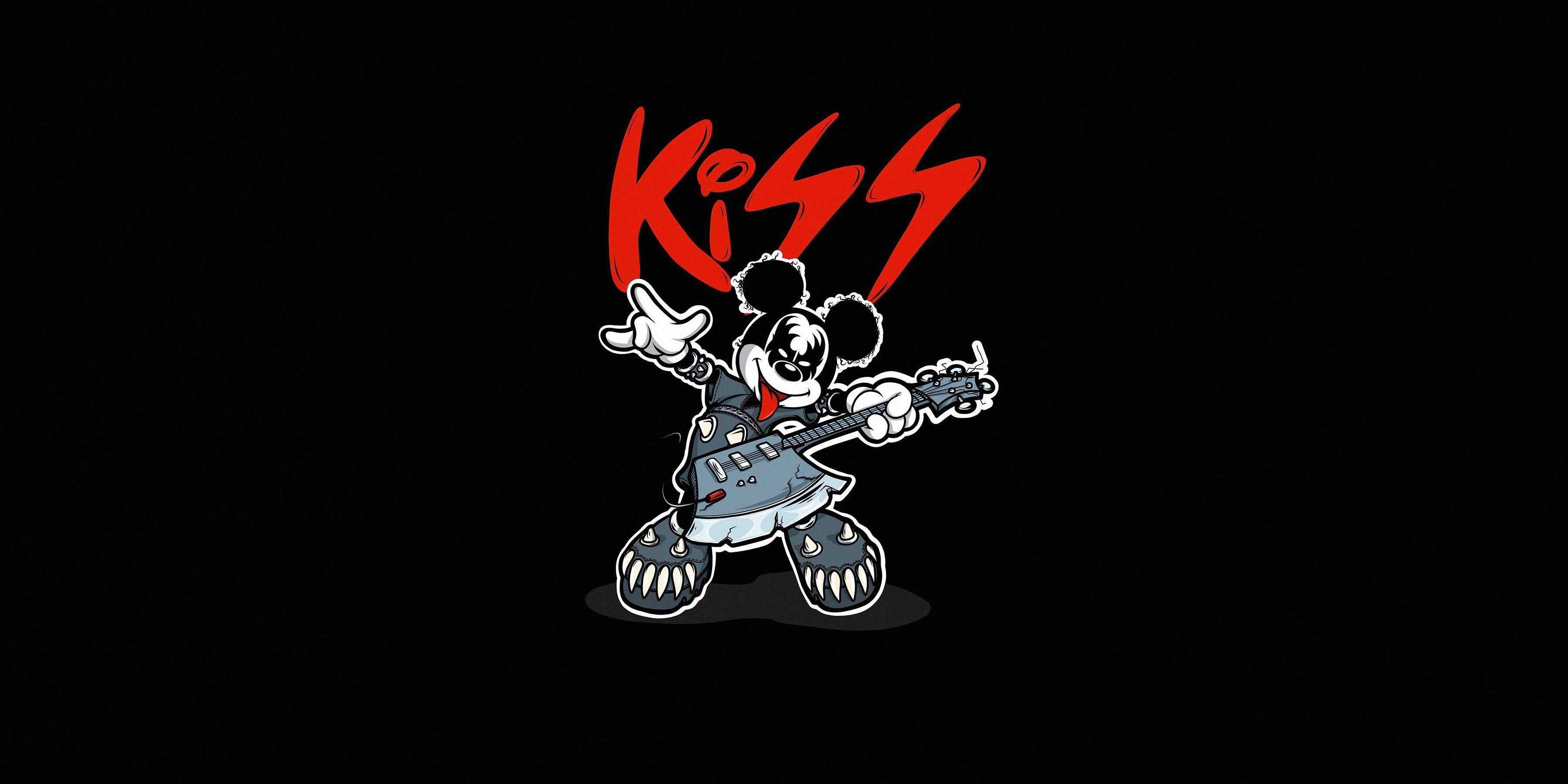 General 3600x1800 Kiss (music) Mickey Mouse simple background artwork music