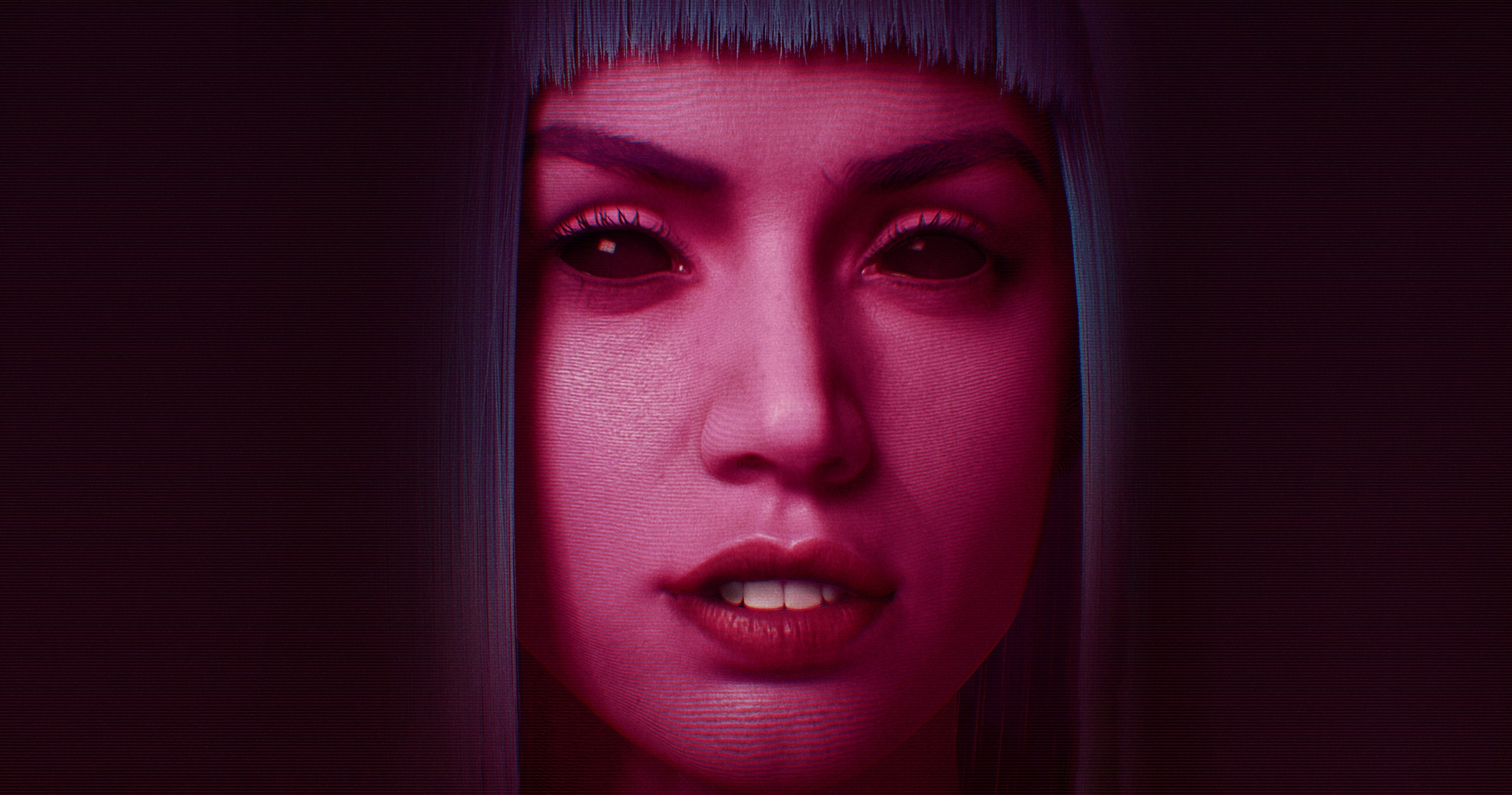 General 2560x1346 eyes dark eyes face portrait women artwork Blade Runner 2049 Blade Runner movies Ana de Armas Joi
