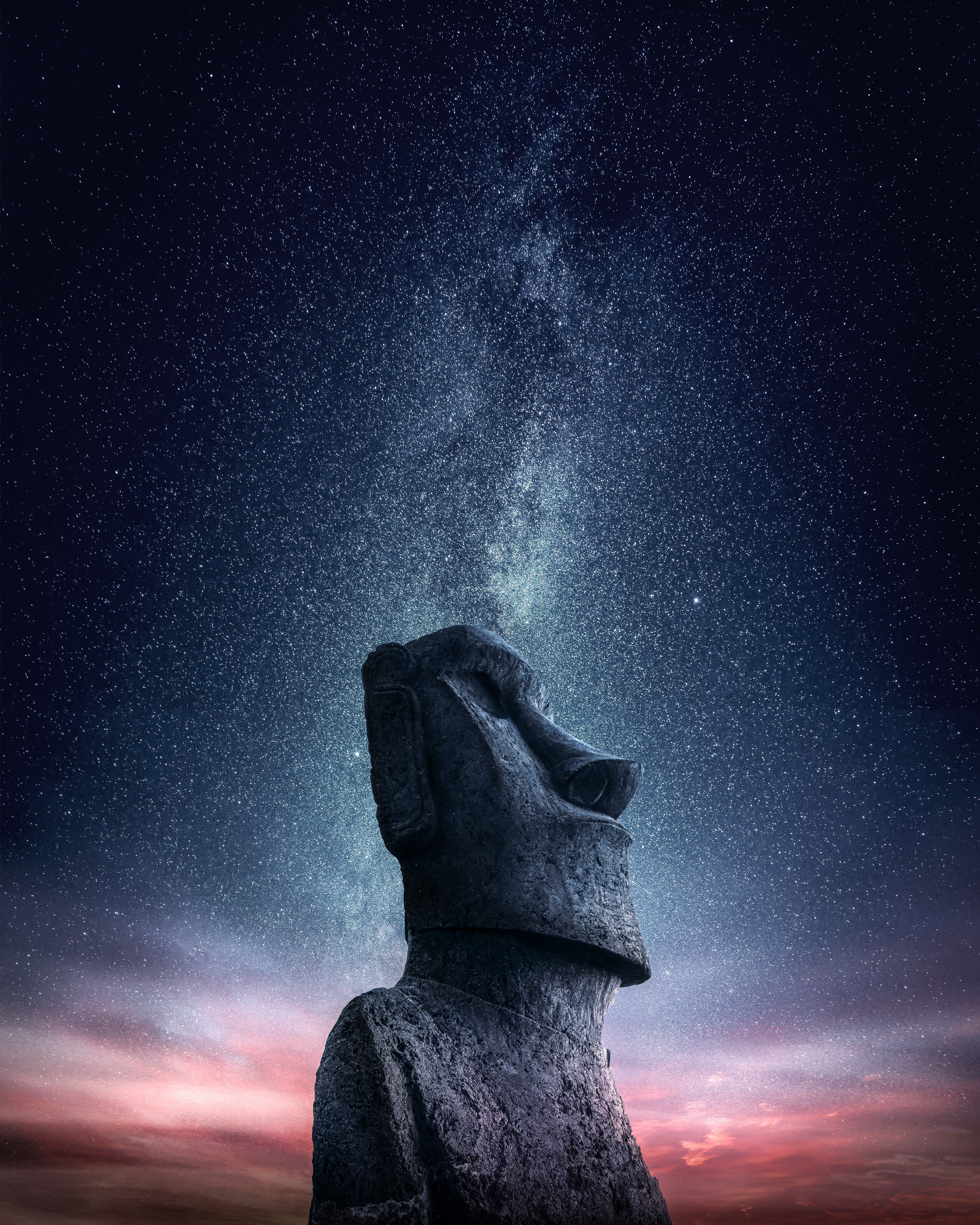 General 5674x7092 starry night stars Milky Way Easter Island World Heritage Site Moai sky Chile
