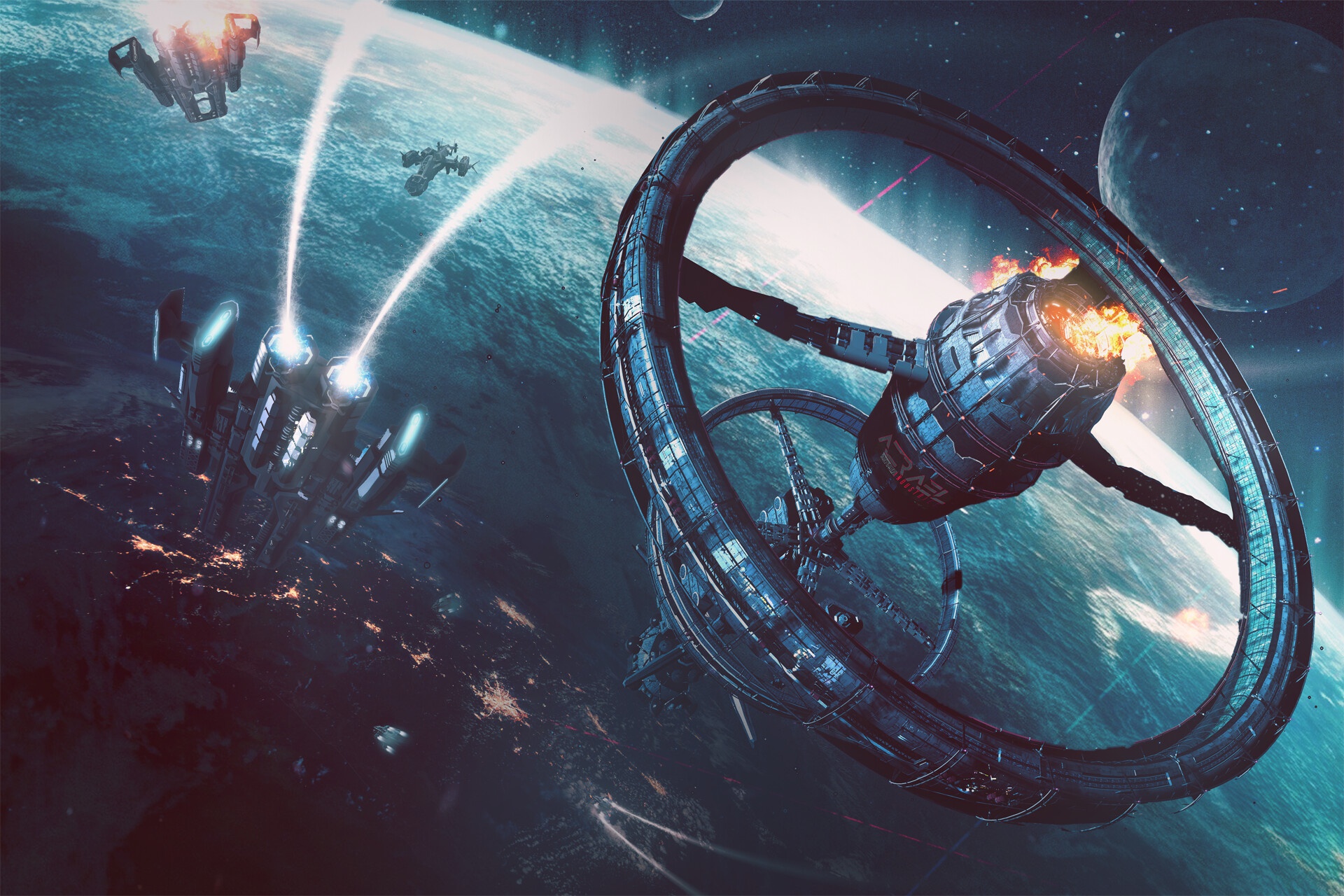General 1920x1280 space station space digital art science fiction planet