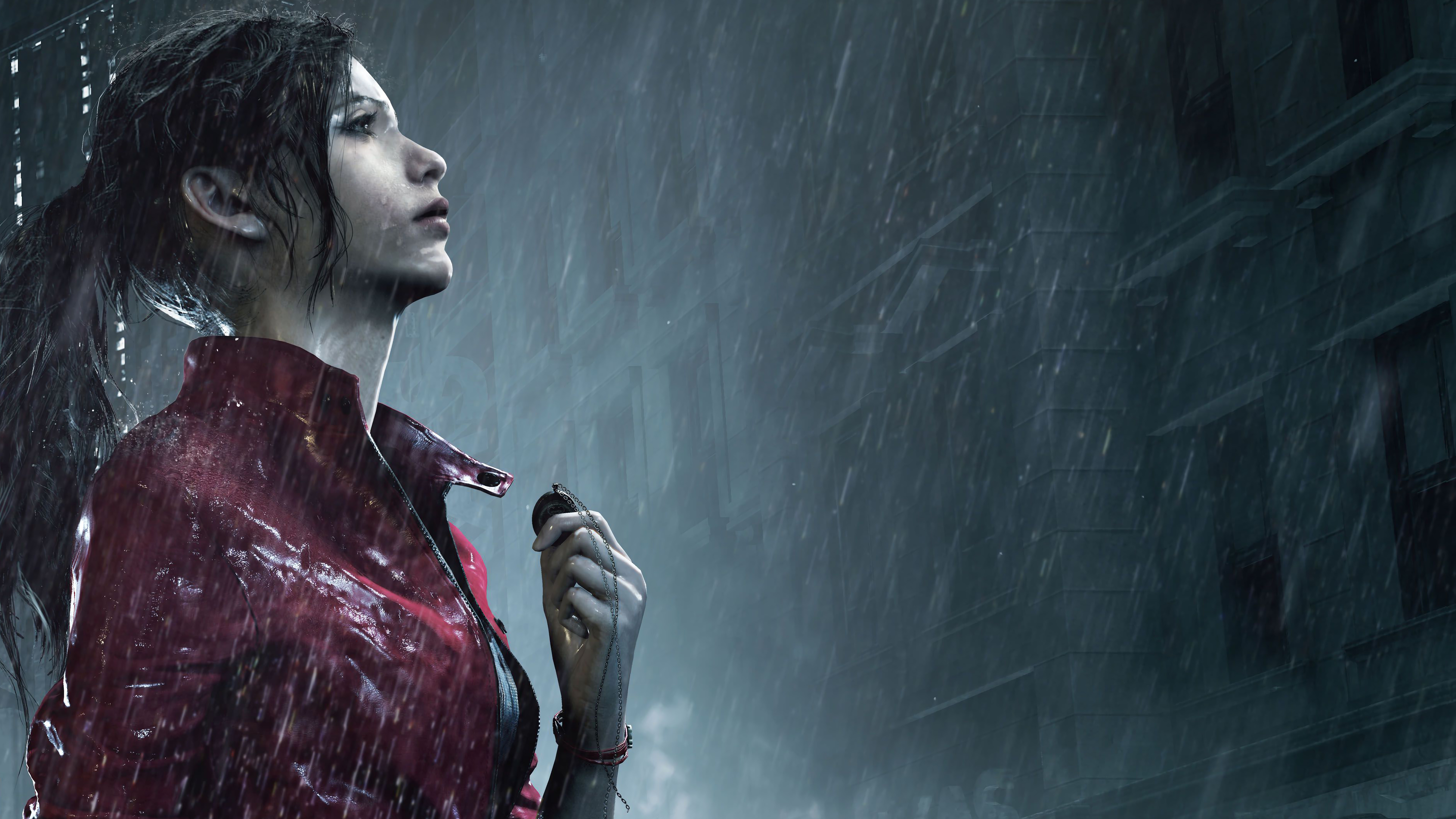 General 7680x4320 Resident Evil 2 Remake Resident Evil video games dark hair Video Game Heroes rain video game girls video game characters Capcom Claire Redfield