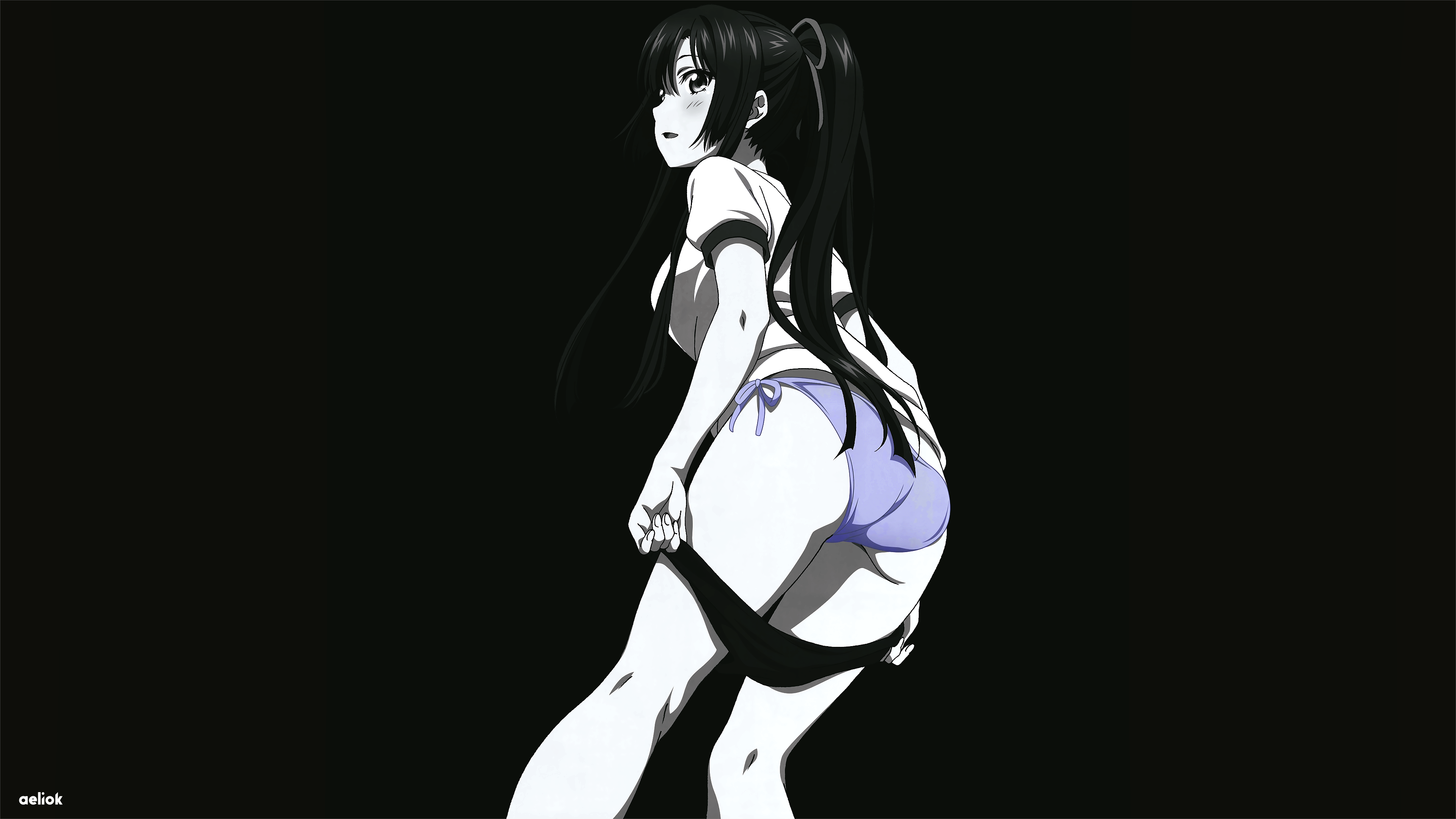 Anime 3840x2160 anime Strike the Blood panties Kirasaka Sayaka undressing ass dark background