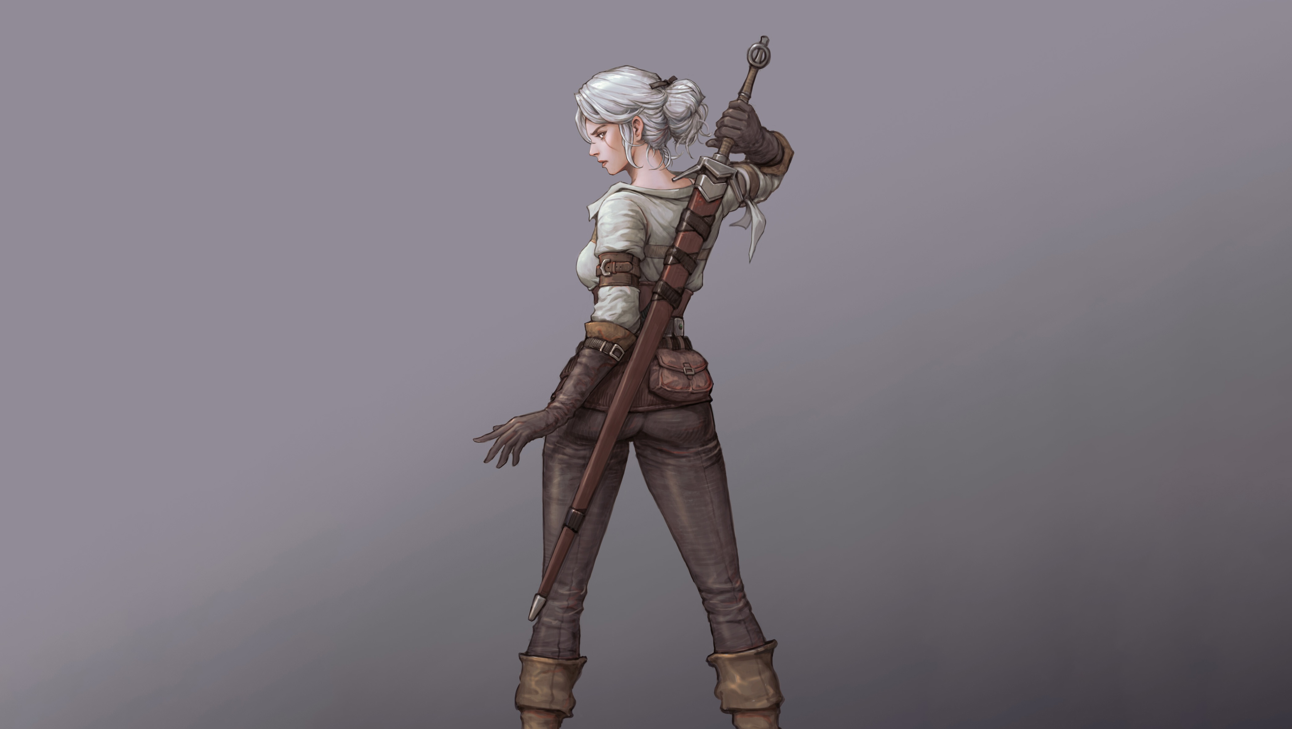 General 4200x2370 Cirilla Fiona Elen Riannon The Witcher 3: Wild Hunt video game girls fantasy girl fantasy art simple background
