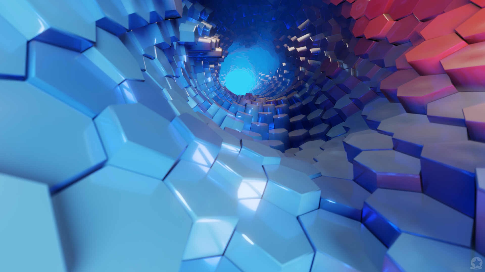 General 1920x1080 tunnel colorful hexagon abstract CGI 3D Abstract cyan blue shining