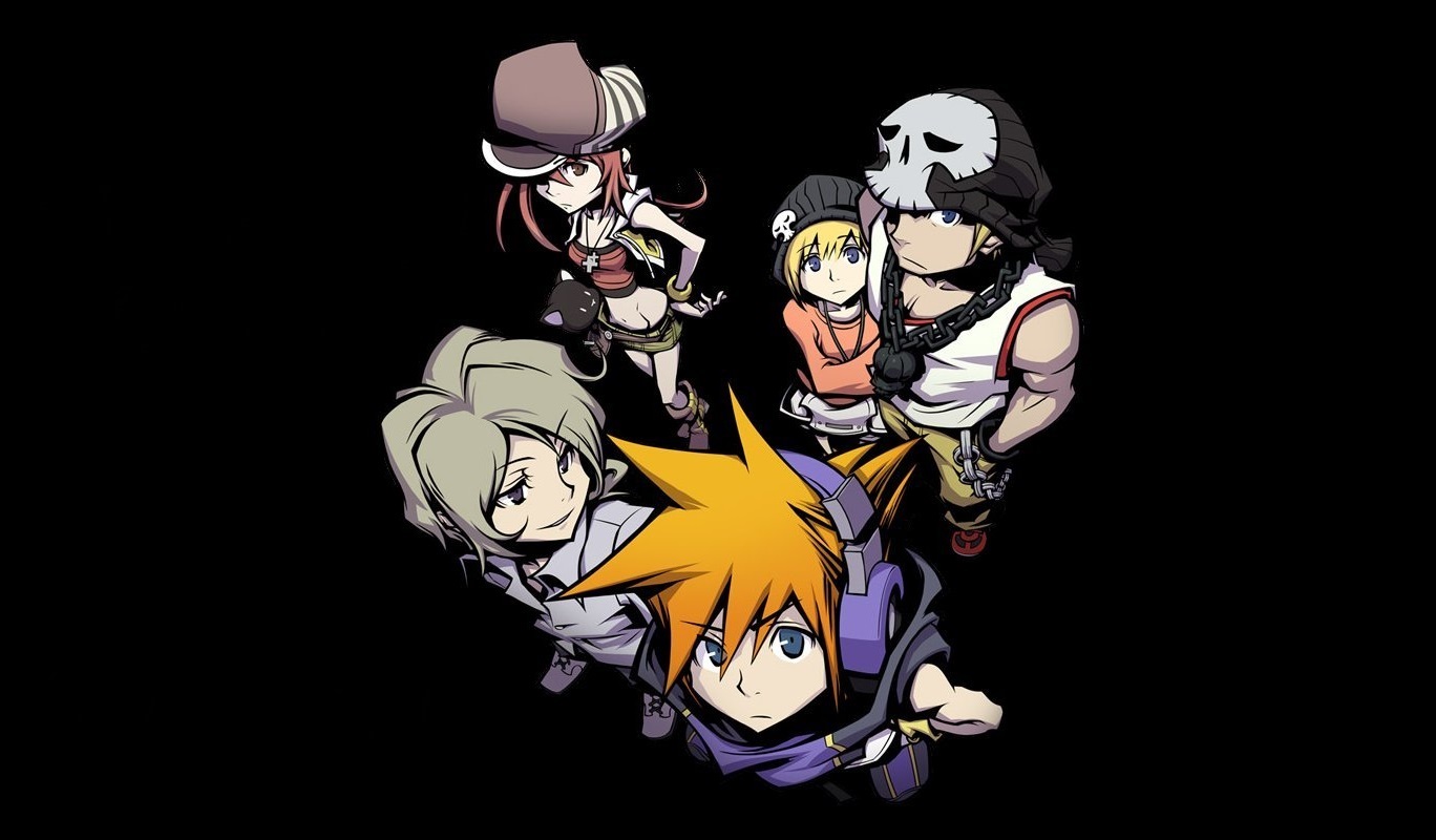 Anime 1368x800 The World Ends With You black background group of people anime