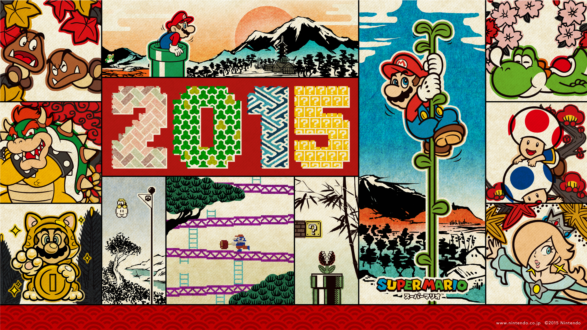 General 1920x1080 Super Mario New Year colorful video game characters Nintendo holiday