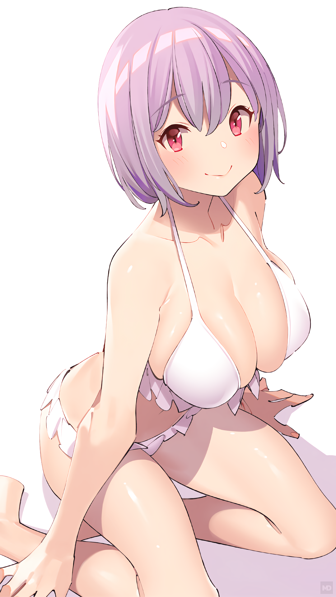 Anime 1080x1920 anime anime girls portrait display SSSS.GRIDMAN Shinjou Akane white bikini big boobs cleavage thighs