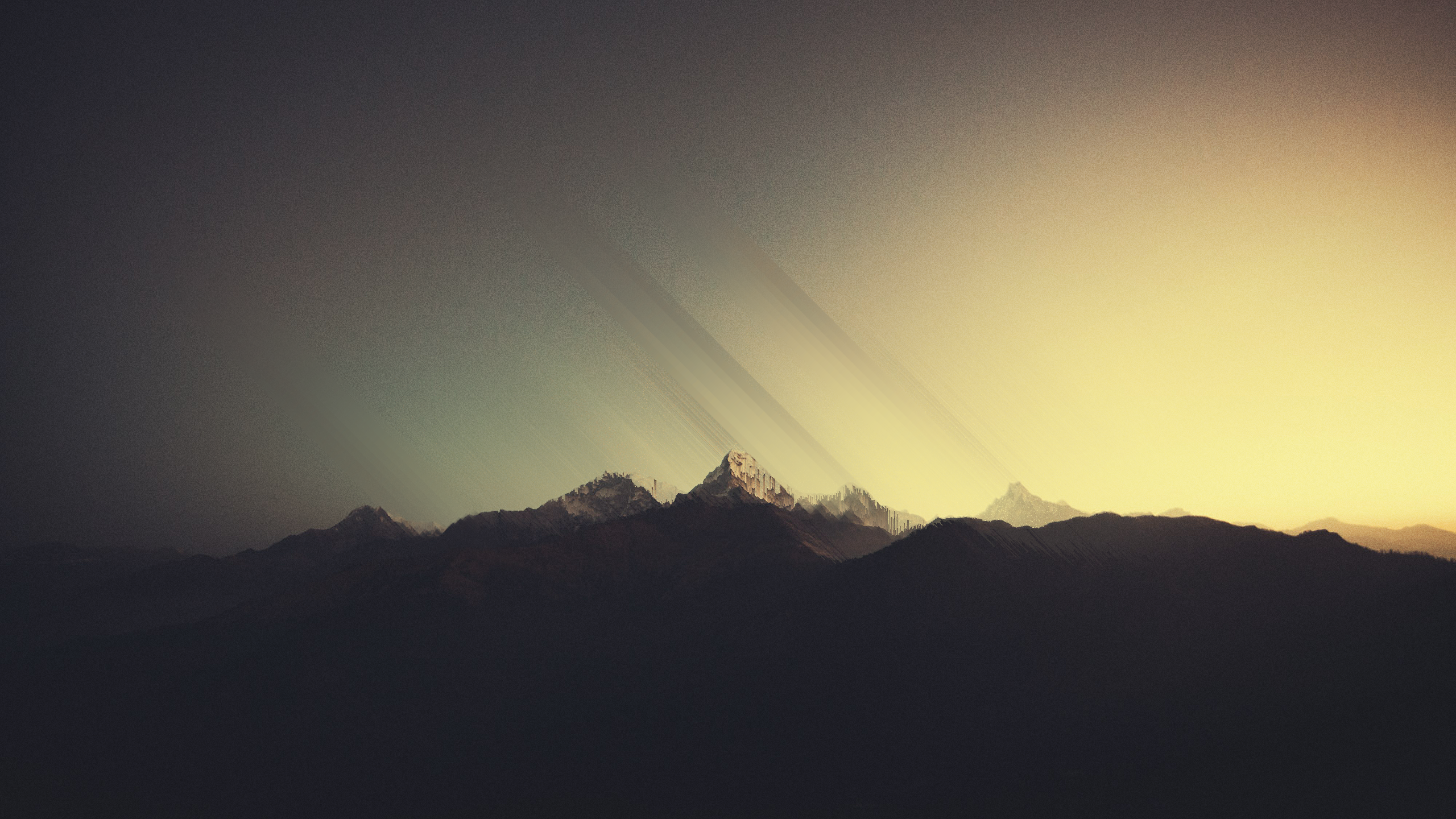 General 2560x1440 mountains dark simple background glitch art Annapurna Himalayas