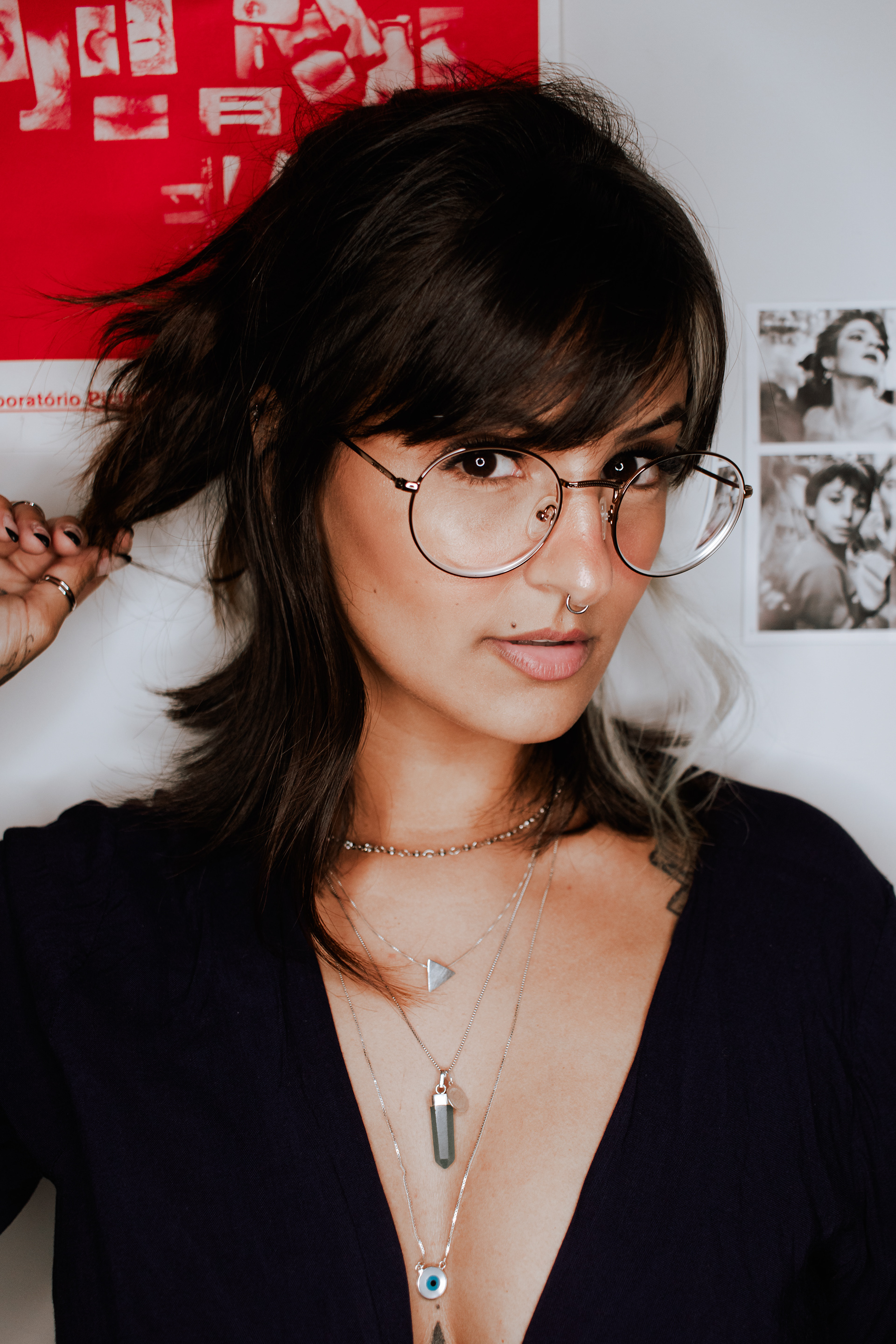 People 1920x2880 women women indoors women with glasses nose ring face portrait display