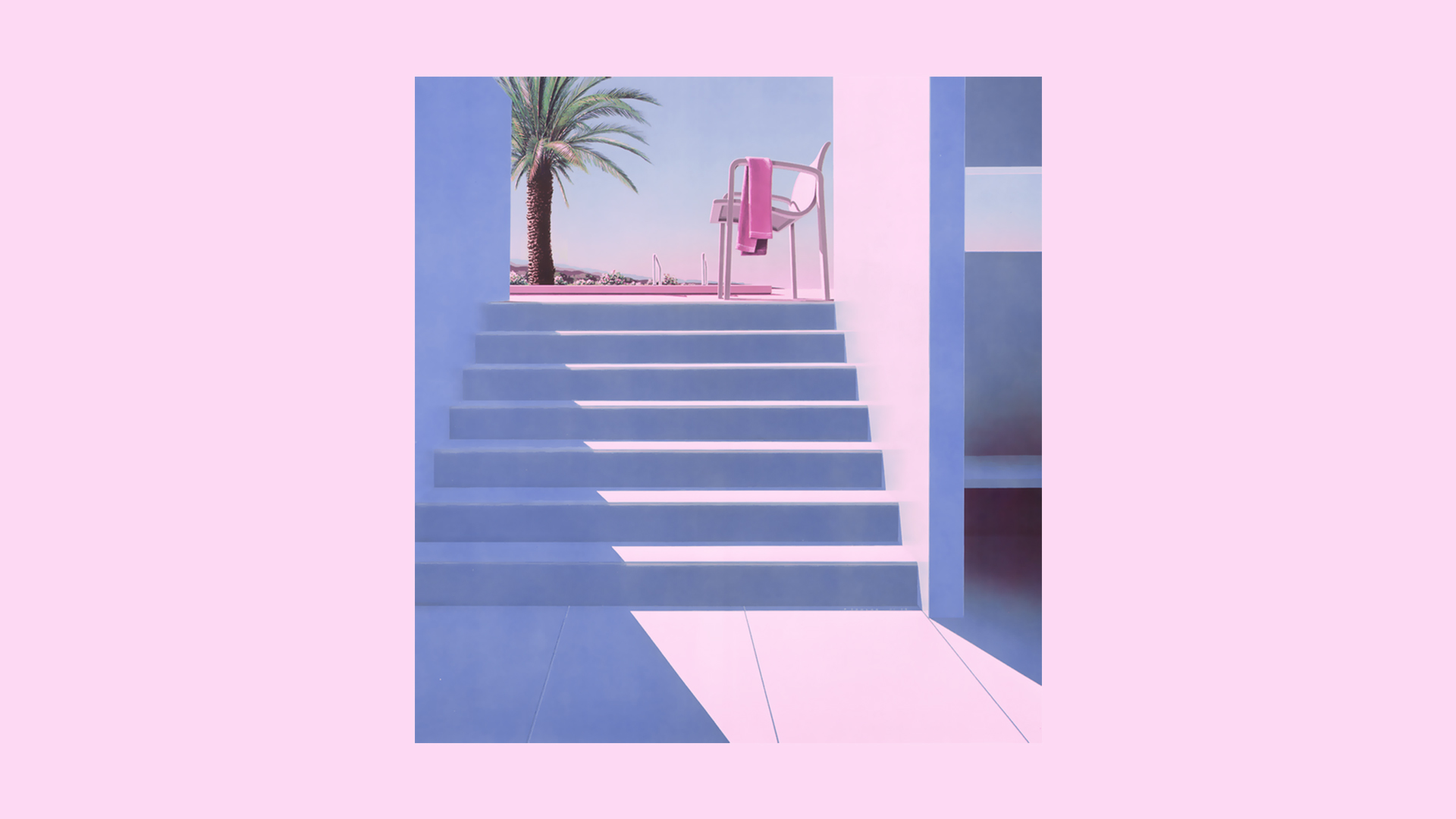 General 1920x1080 retrowave vaporwave 1980s pink palm trees stairs chair