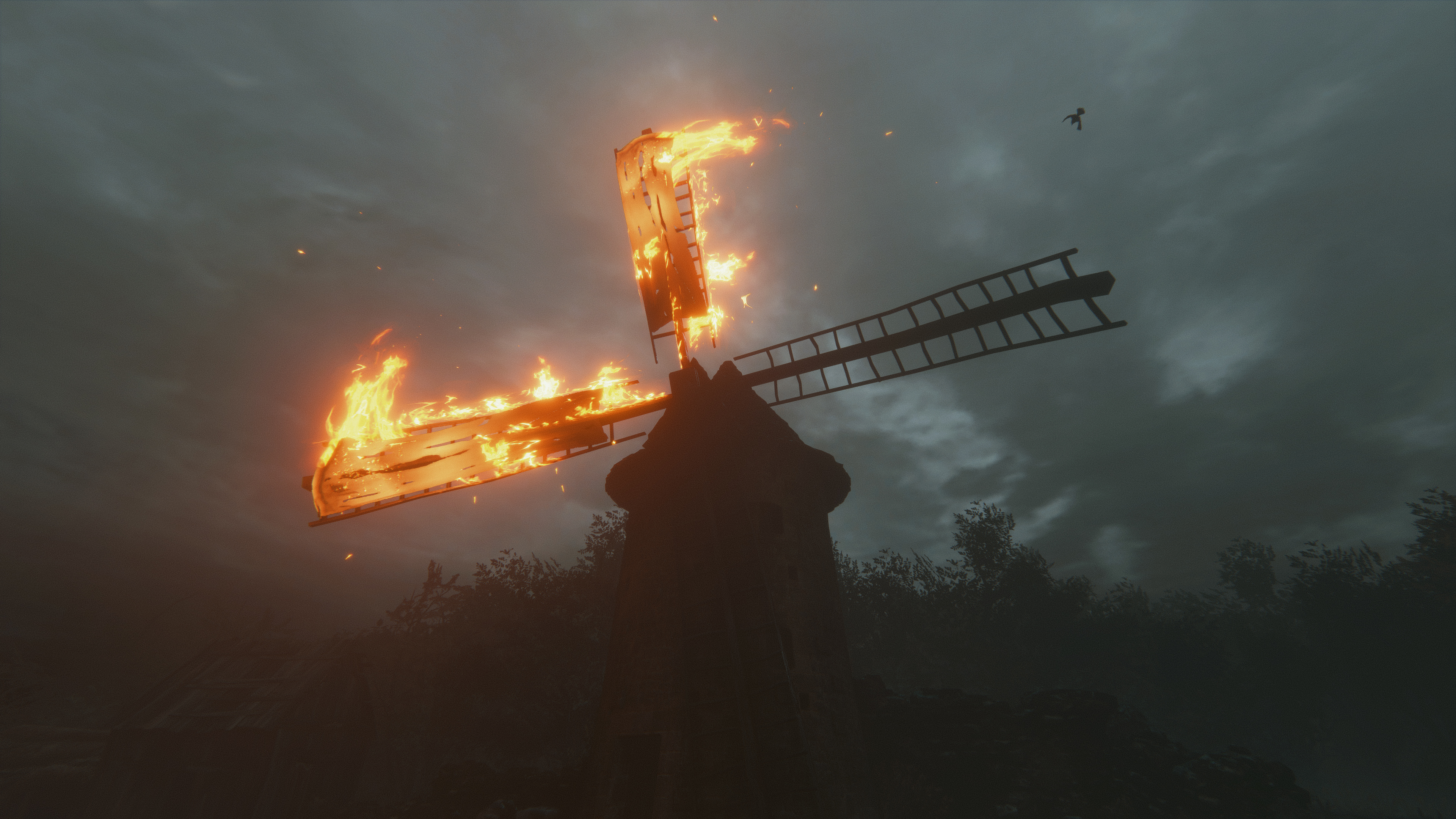 General 3840x2160 windmill A Plague Tale Innocence burning screen shot Asobo Studio video games video game landscape