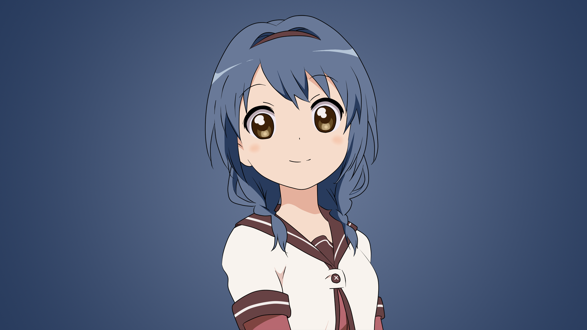 Anime 1920x1080 anime anime girls pale simple background blue Furutani Himawari school uniform Yuru Yuri