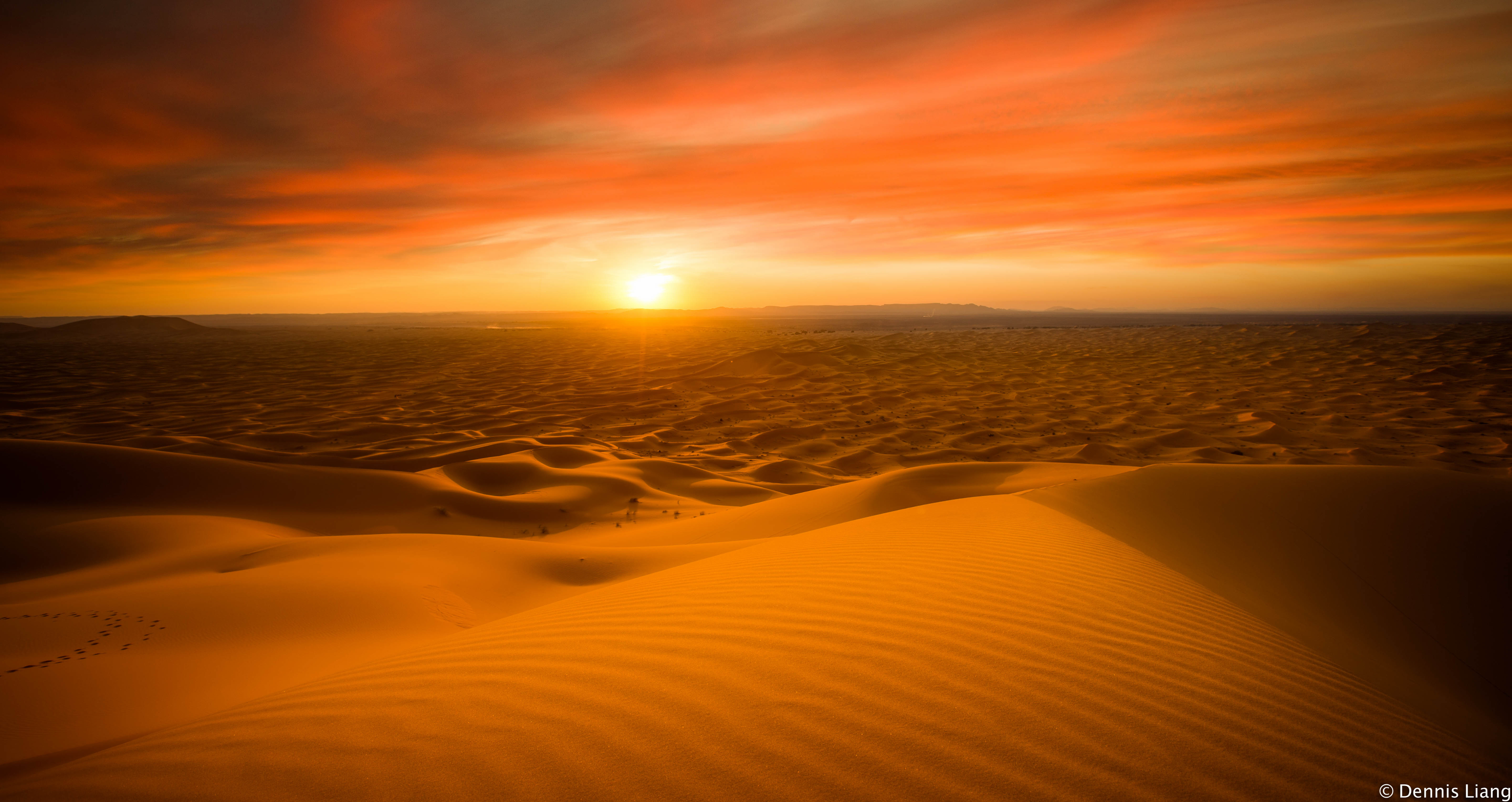General 3769x2000 photography landscape sky desert nature sand Sun sunrise sun rays orange sky Sahara clouds outdoors dunes mountains horizon