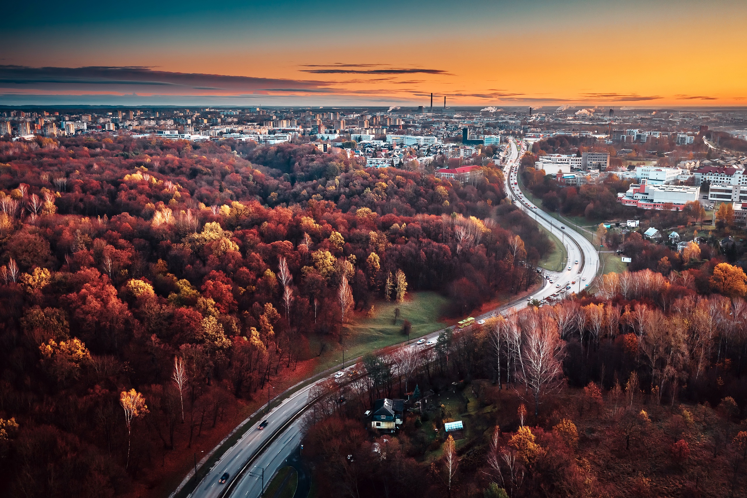 General 2560x1706 Lithuania fall aerial view Kaunas