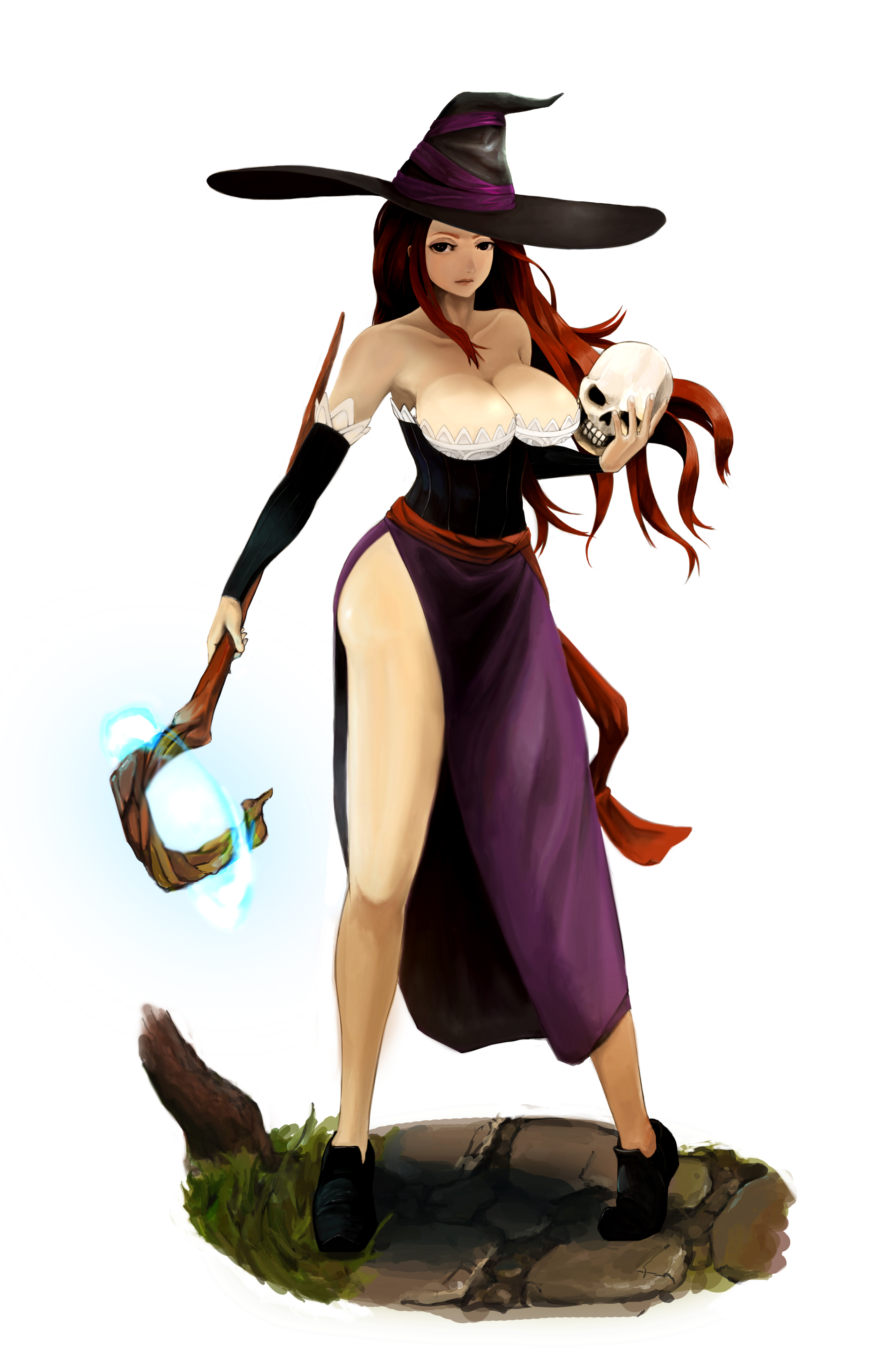 Anime 3070x4651 big boobs witch Sorceress (Dragon's Crown) witch hat