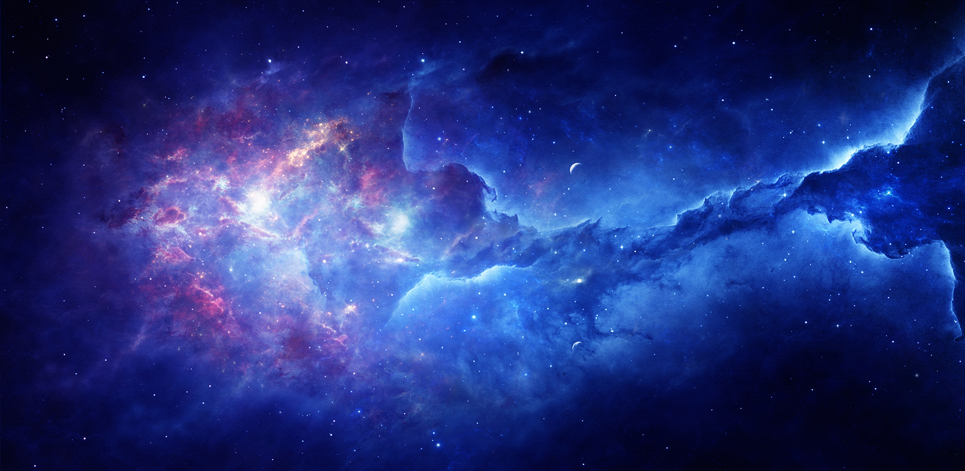 Space Nebula Stars Universe Colorful Dark Blue 1920x938
