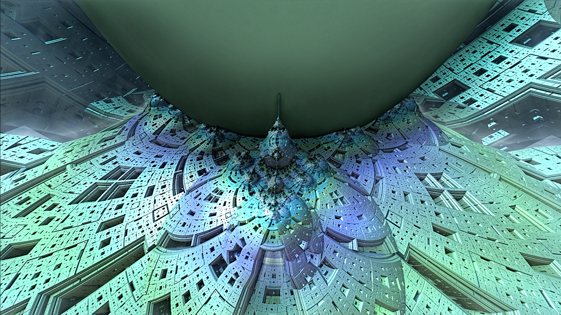 General 1920x1080 3D fractal fractal 3D Abstract turquoise digital art