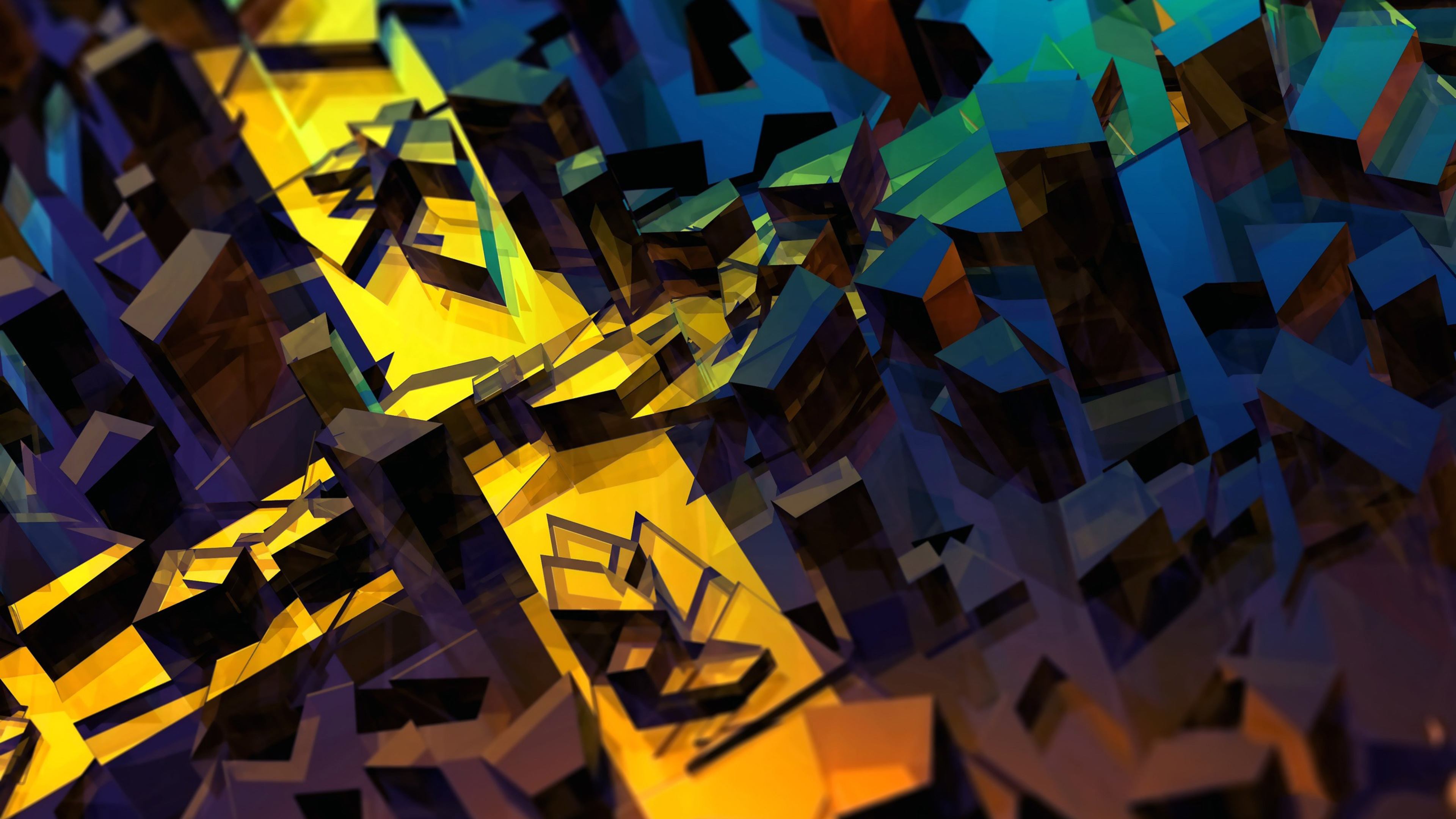 General 3840x2160 CGI abstract 3D Abstract colorful cross yellow