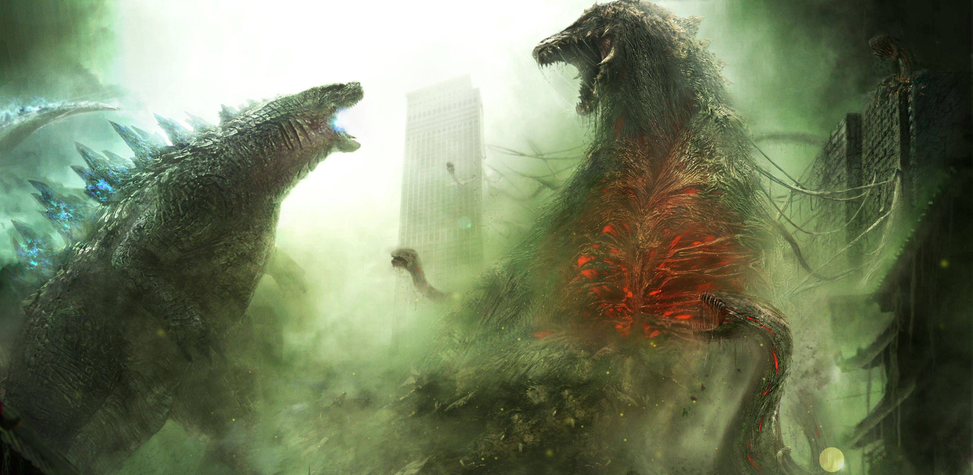 General 2000x978 Godzilla Biollante creature battle digital art movies science fiction kaiju